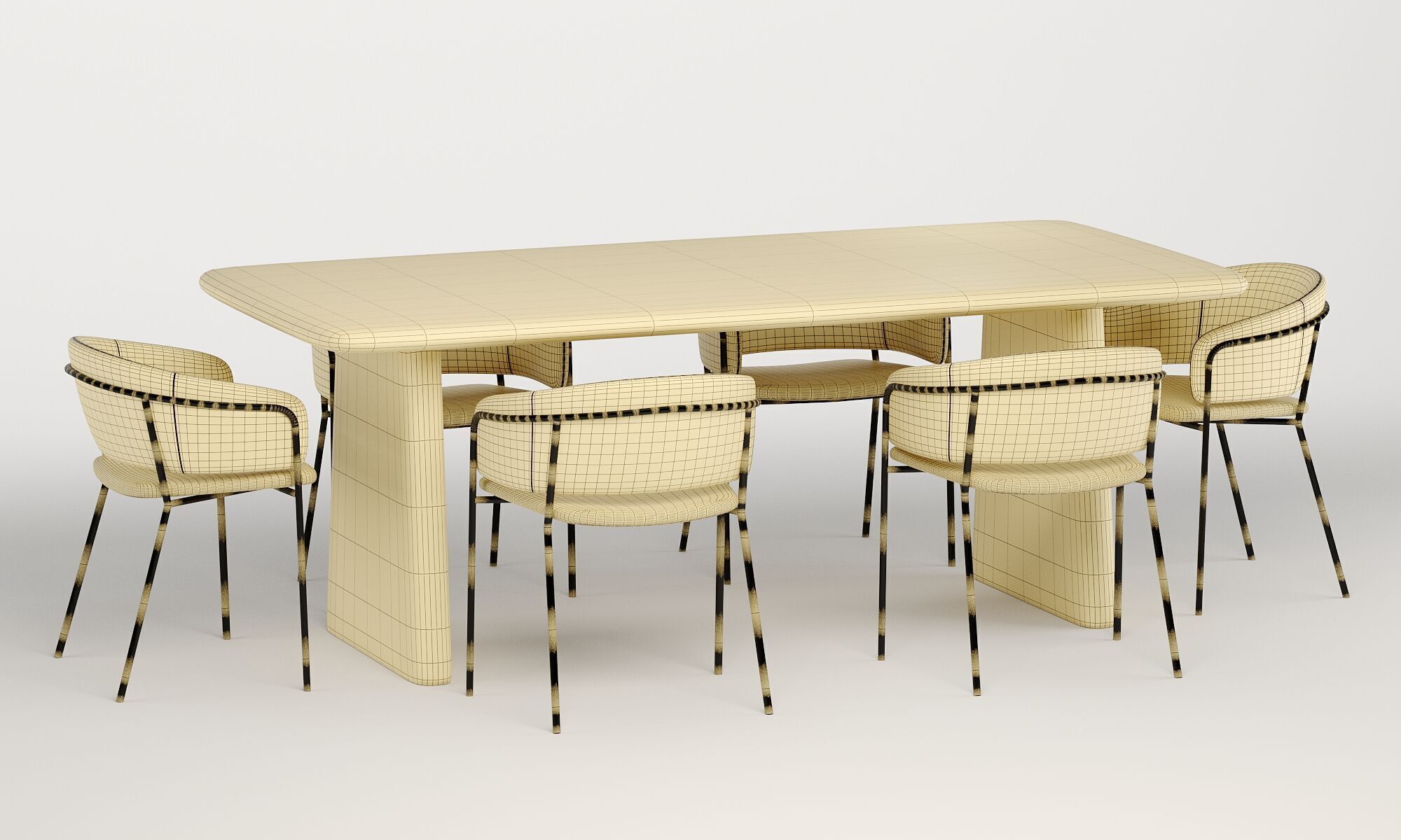 konnie chair with daymone table 3D model_7
