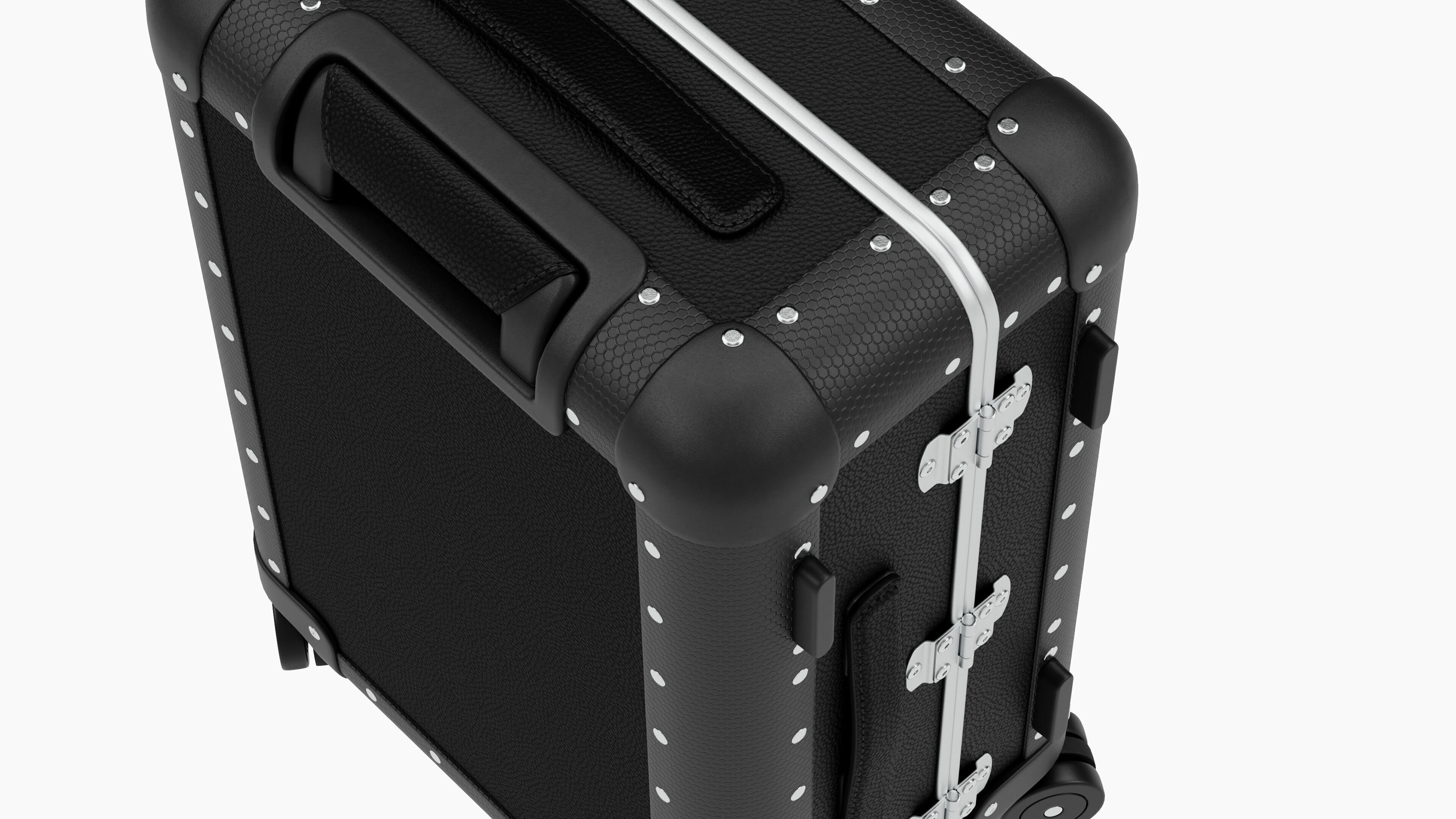 Travel Trolley  Black Plastic and Smooth Leather  PBR 3D Model Low-poly 3D model_4