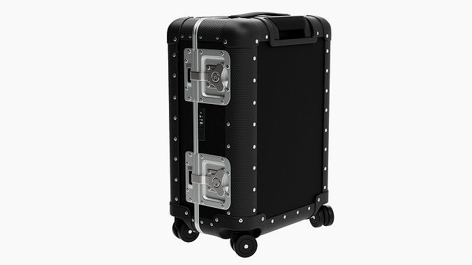 Travel Trolley  Black Plastic and Smooth Leather  PBR 3D Model Low-poly 3D model