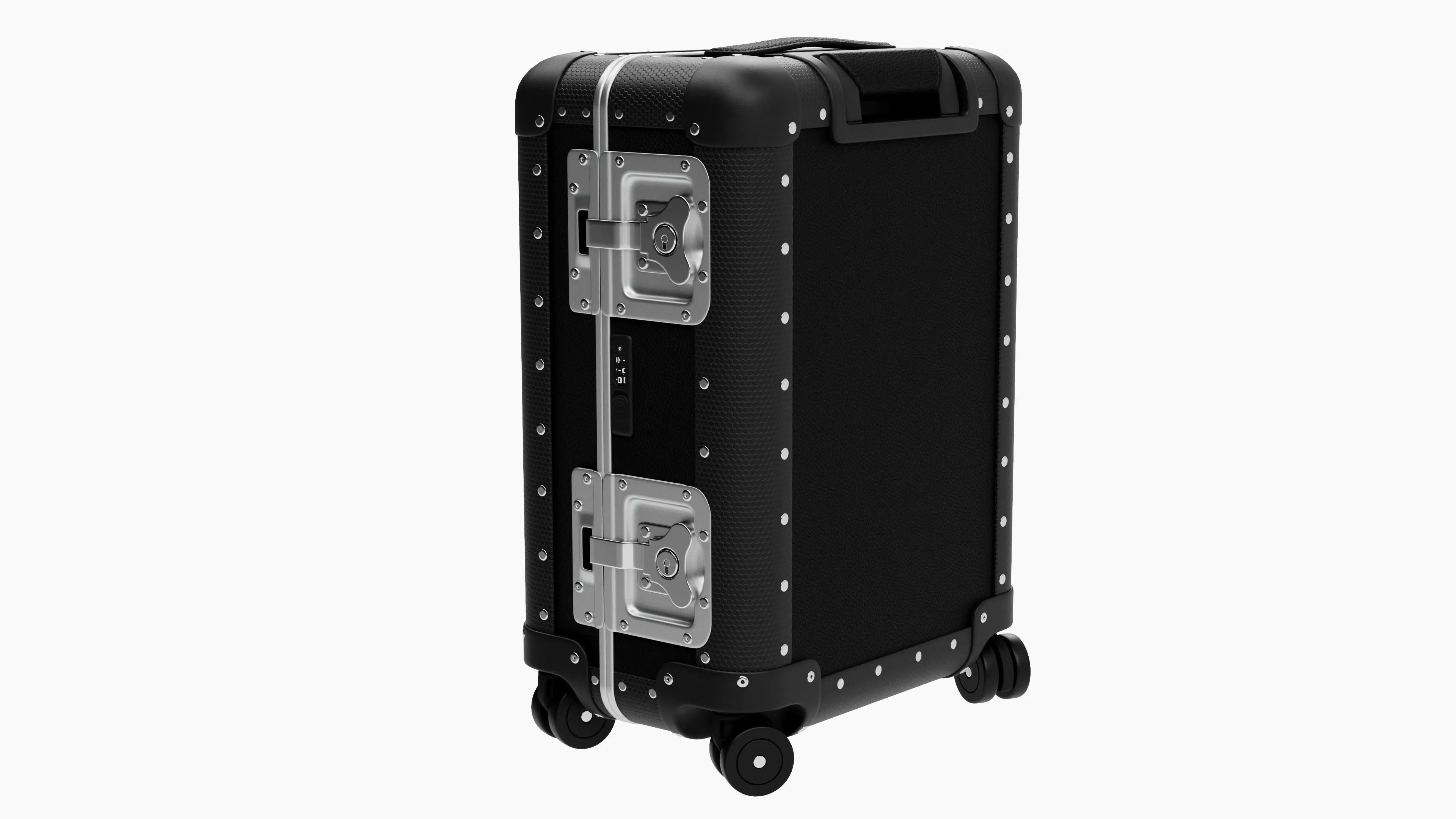 Travel Trolley  Black Plastic and Smooth Leather  PBR 3D Model Low-poly 3D model_0