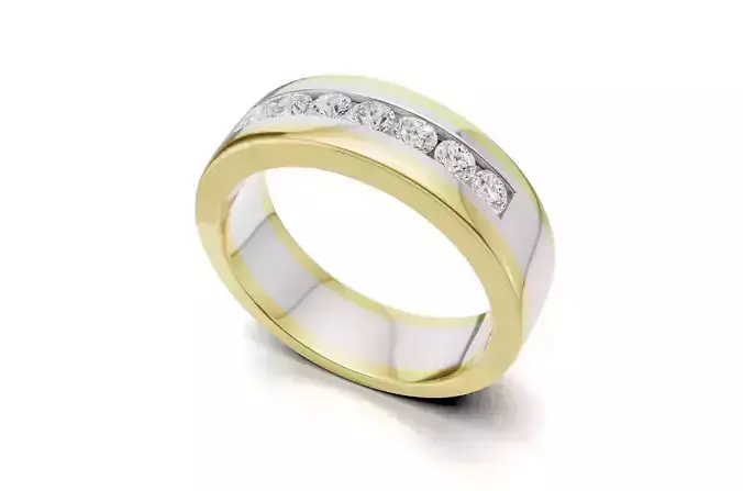 Dual Tone Diamond Wedding Band for Mens