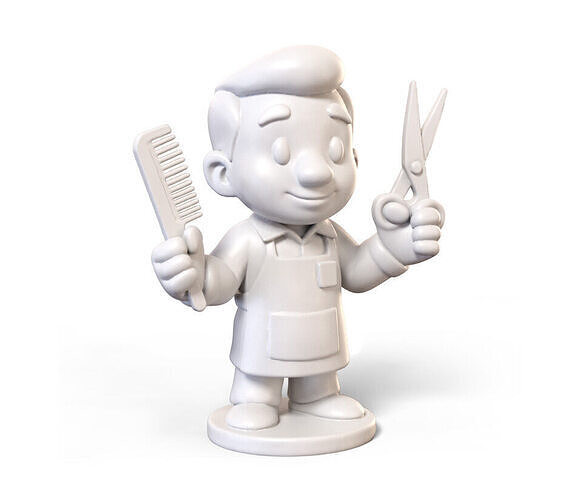 Barber Cartoon Character STL 3D print model