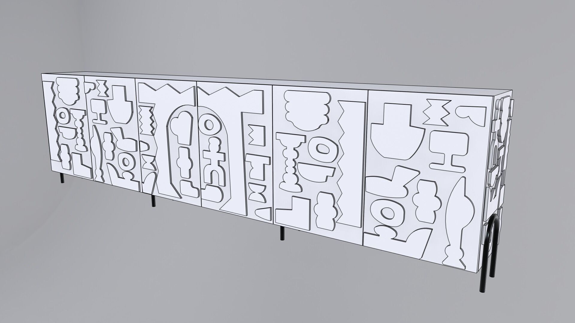 Modern Cabinet Abstract 3D model_2