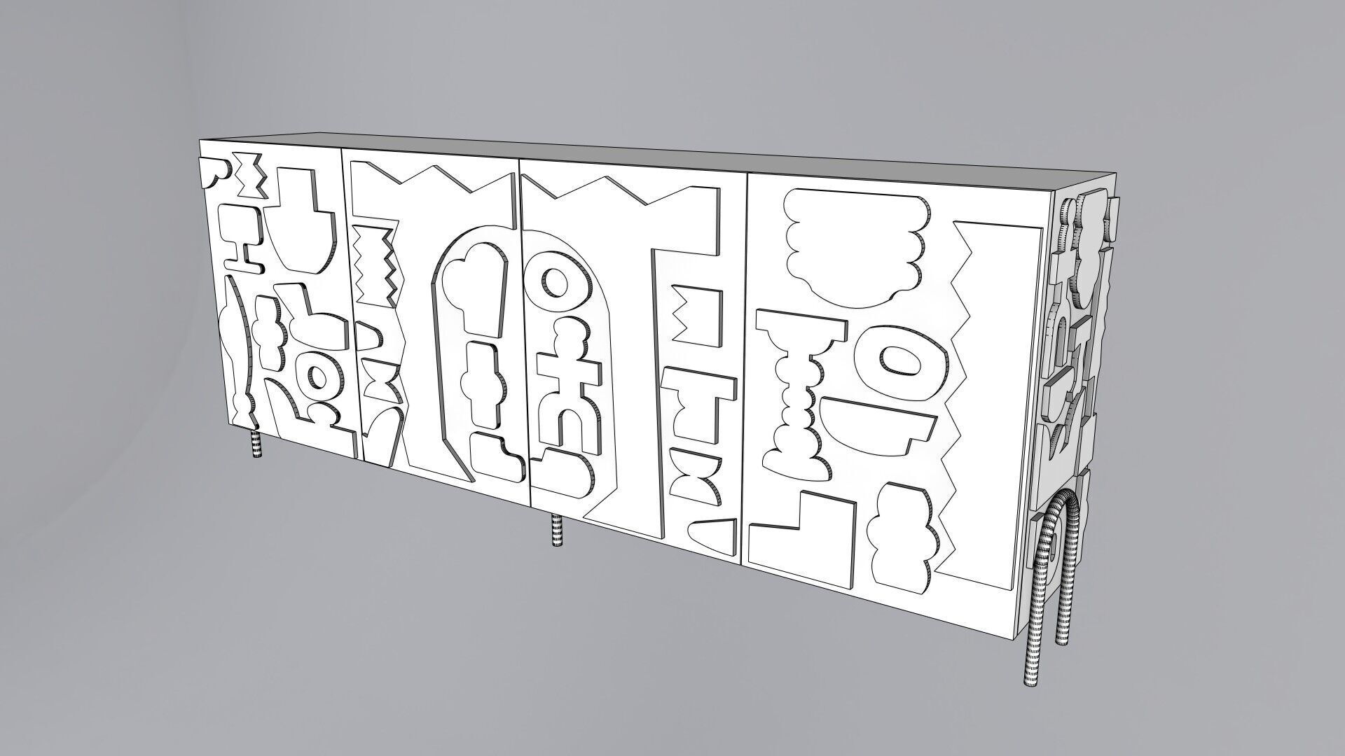 Modern Cabinet Abstract 3D model_6