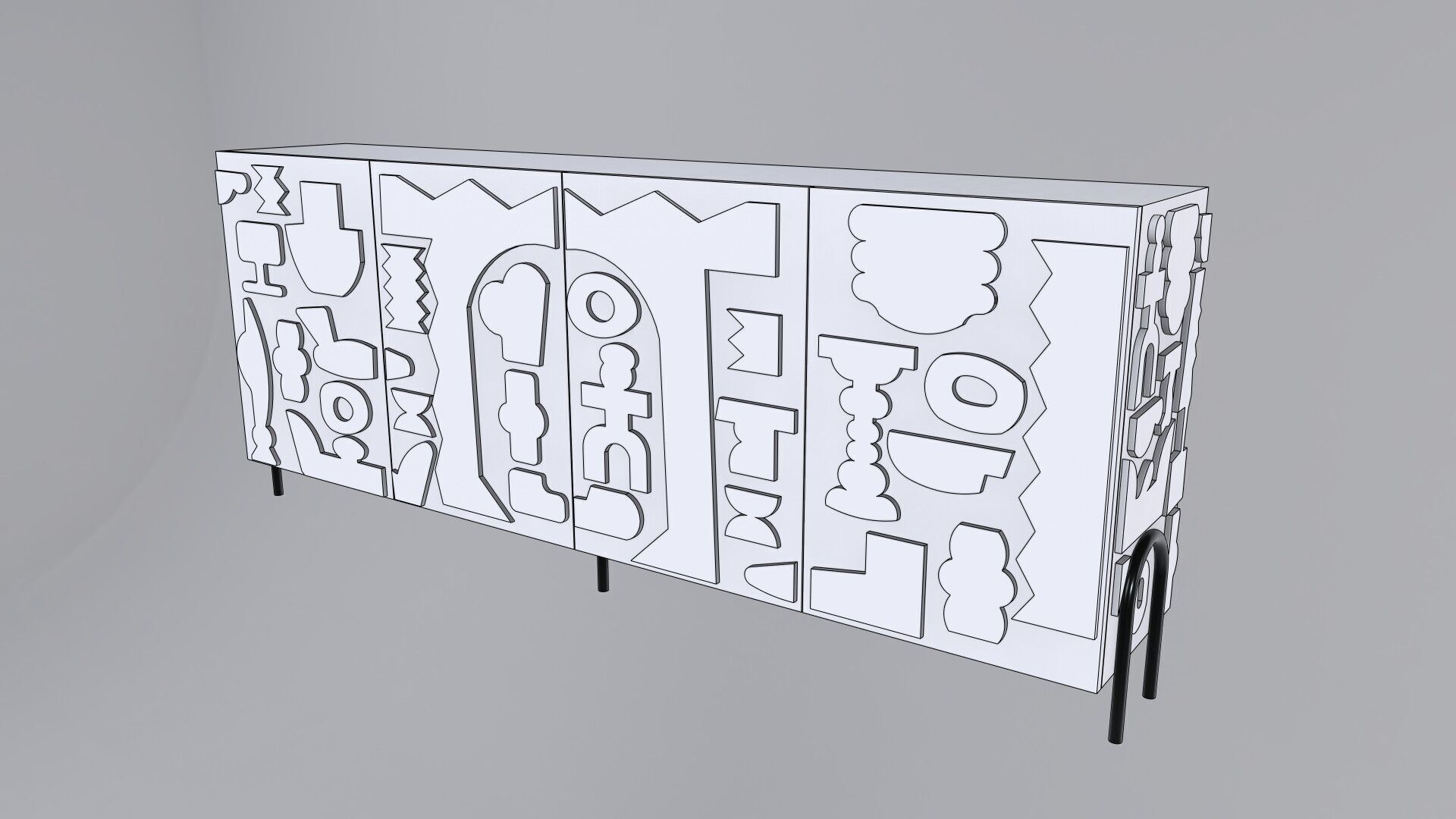 Modern Cabinet Abstract 3D model_5