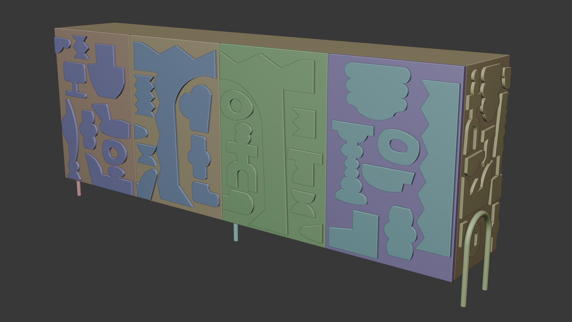 Modern Cabinet Abstract 3D model_9