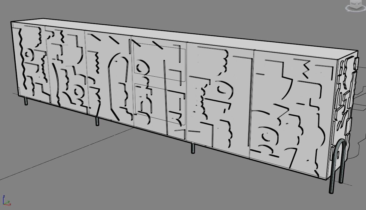 Modern Cabinet Abstract 3D model_35