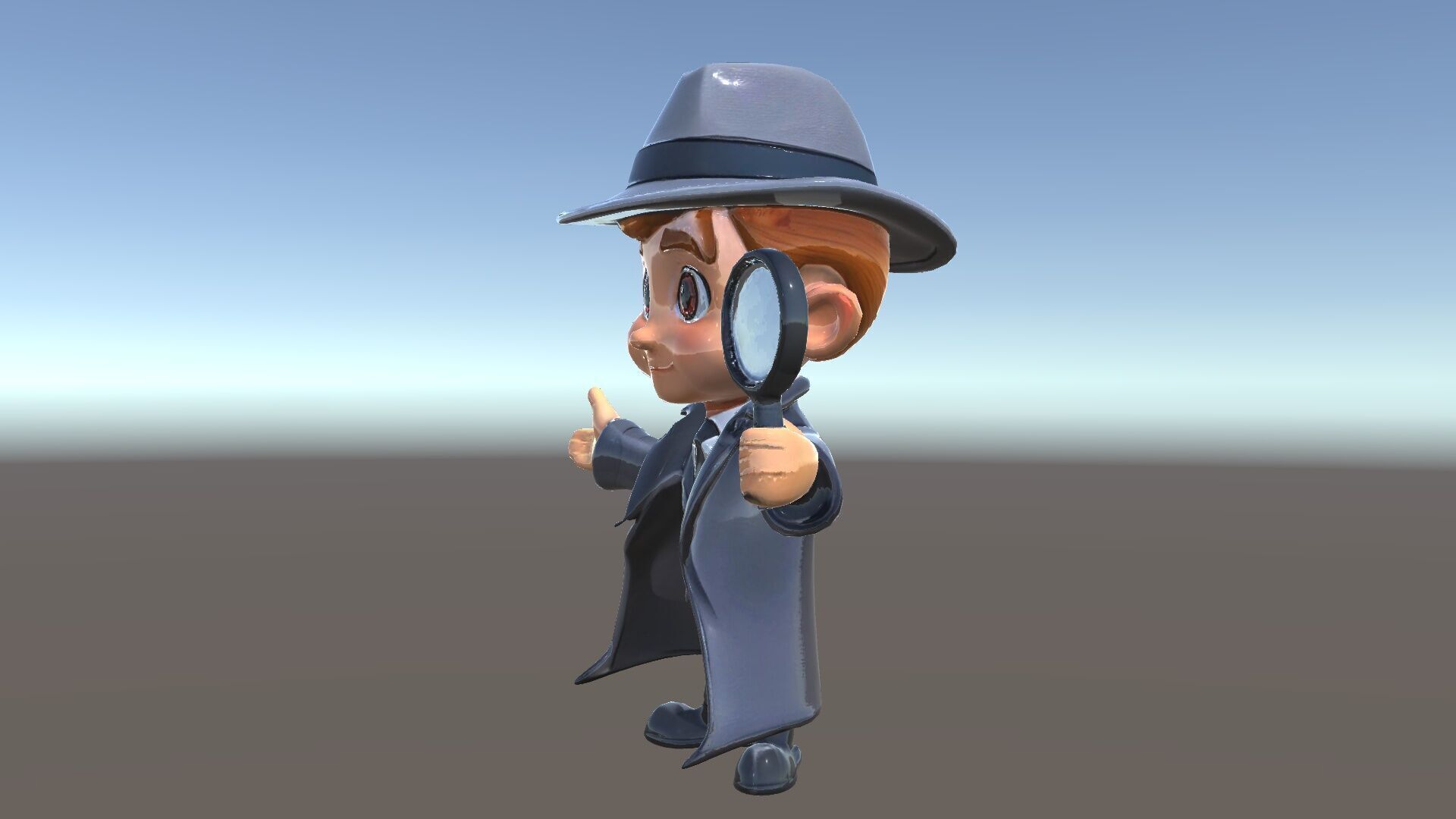 Detective Boy Character Model Rigged and Animated Low-poly 3D model_38