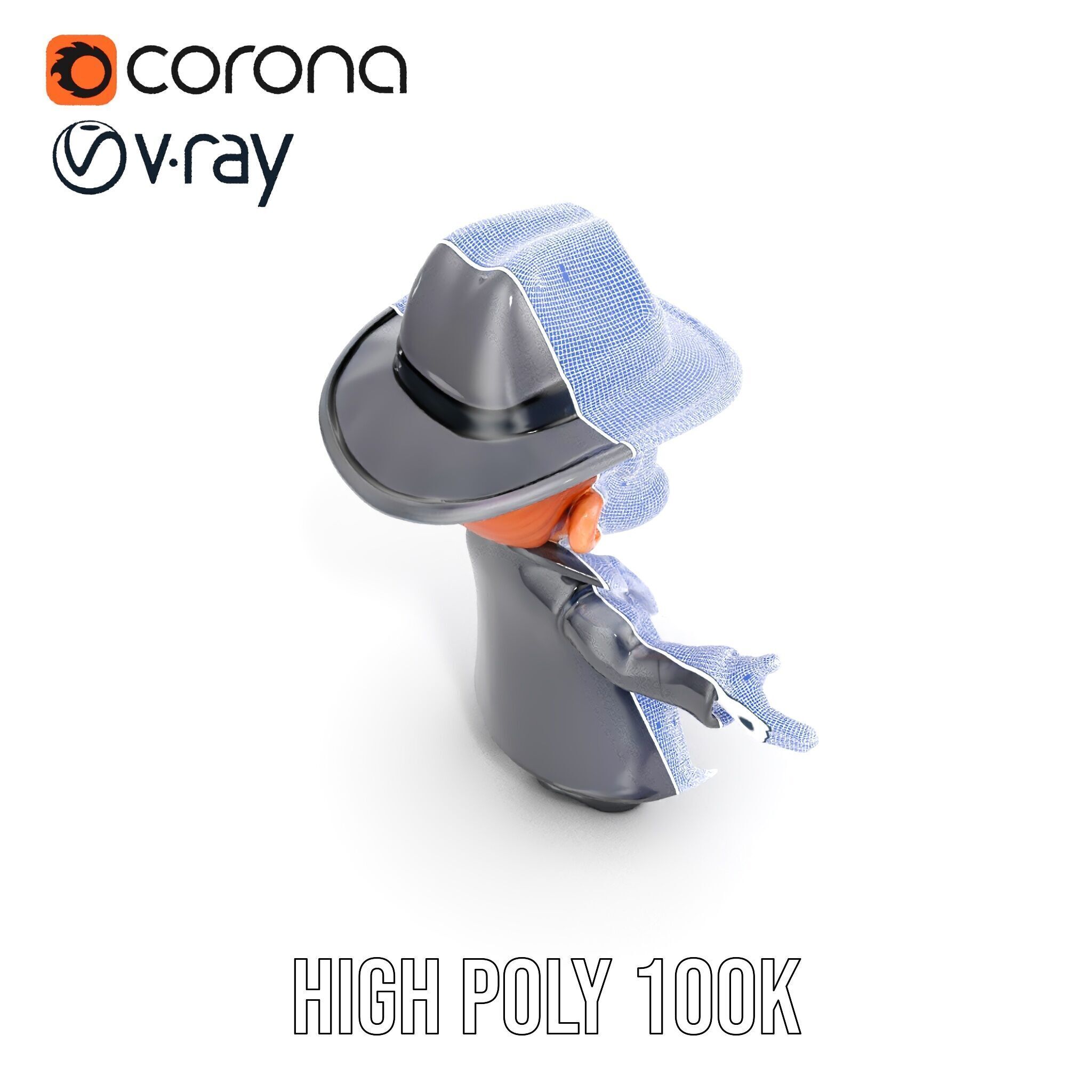 Detective Boy Character Model Rigged and Animated Low-poly 3D model_29