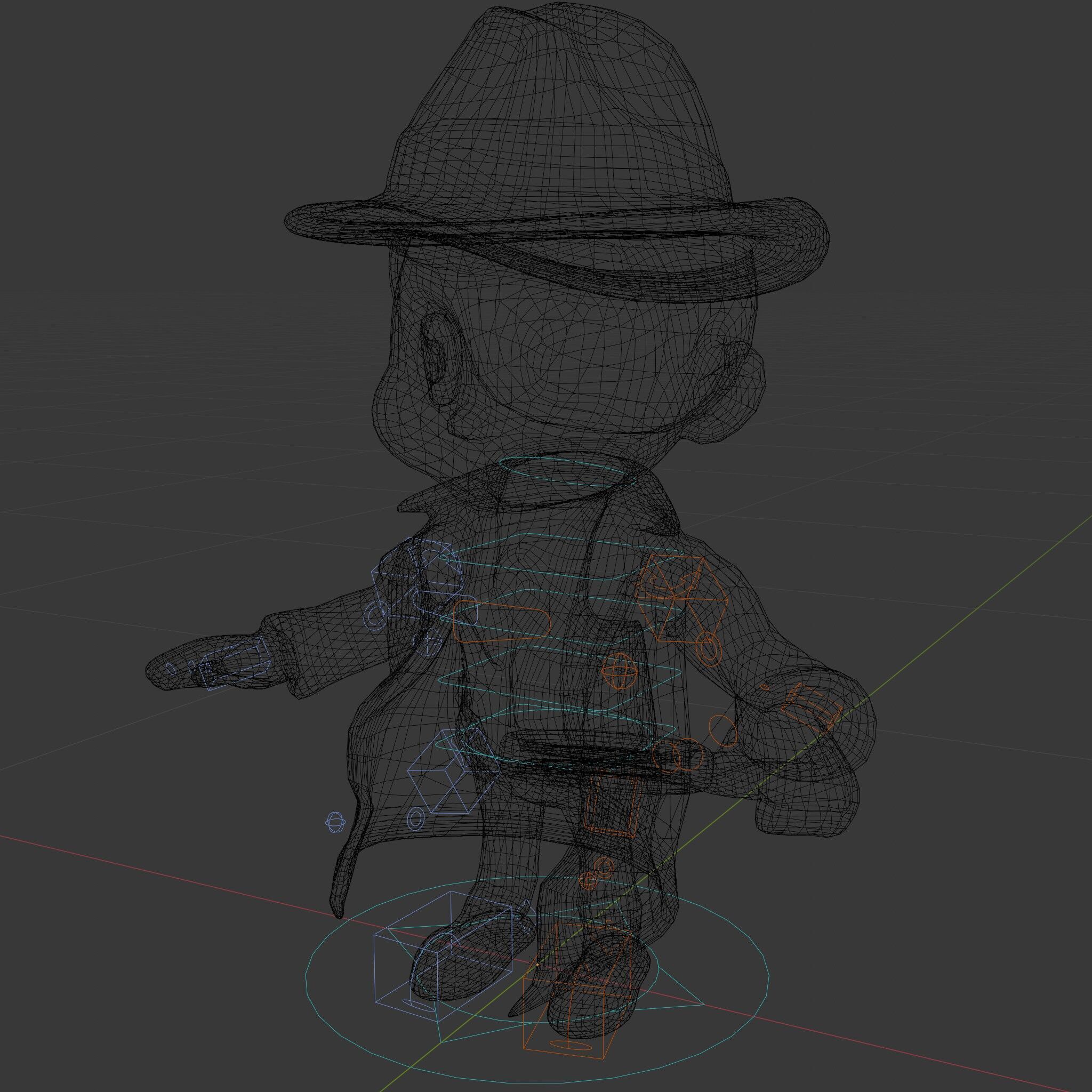 Detective Boy Character Model Rigged and Animated Low-poly 3D model_9
