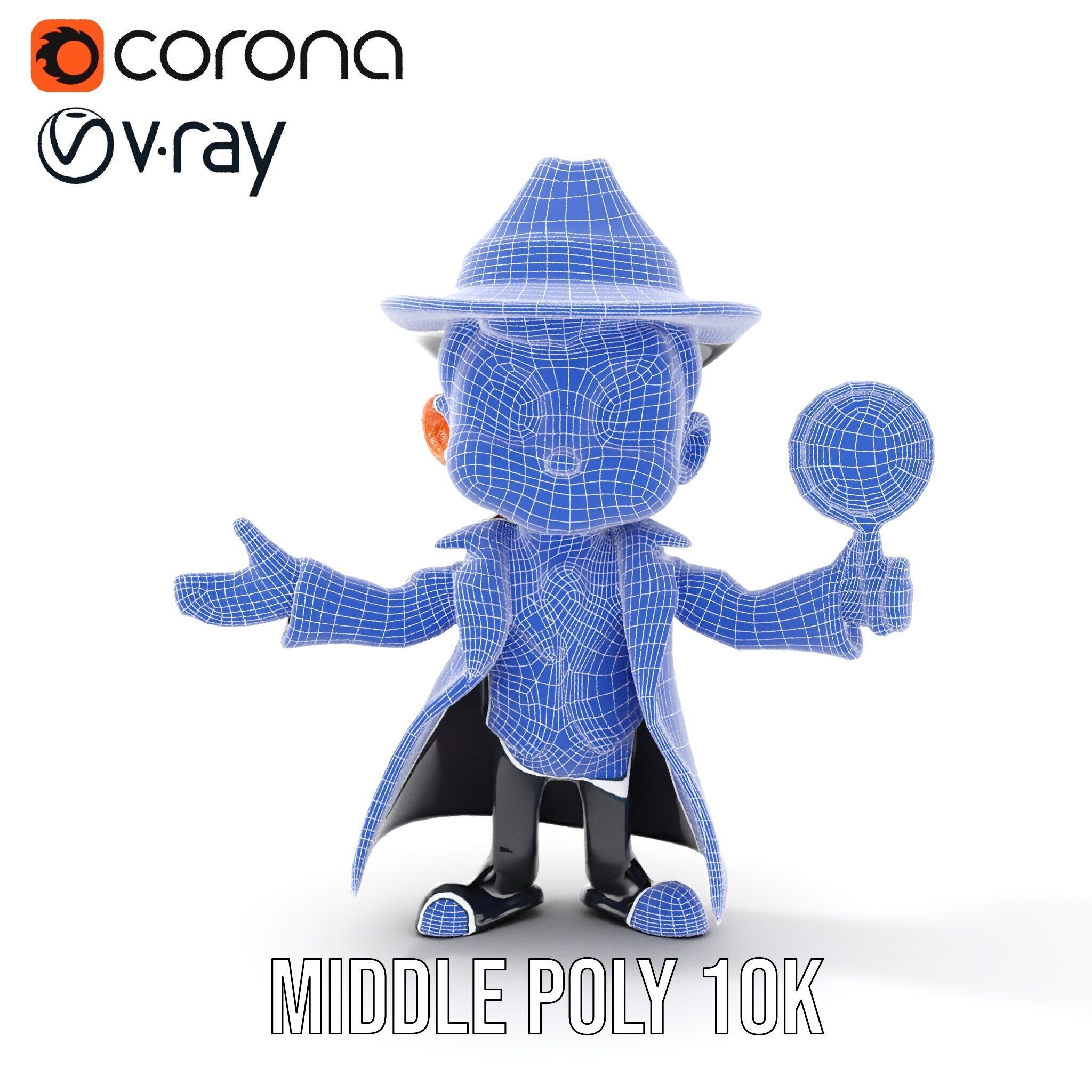 Detective Boy Character Model Rigged and Animated Low-poly 3D model_36