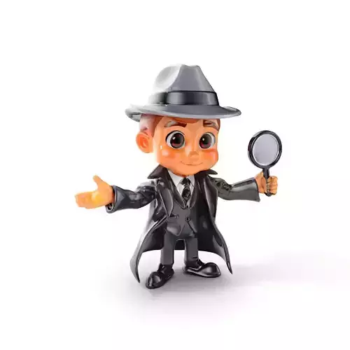 Detective Boy Character Model Rigged and Animated Low-poly 3D model