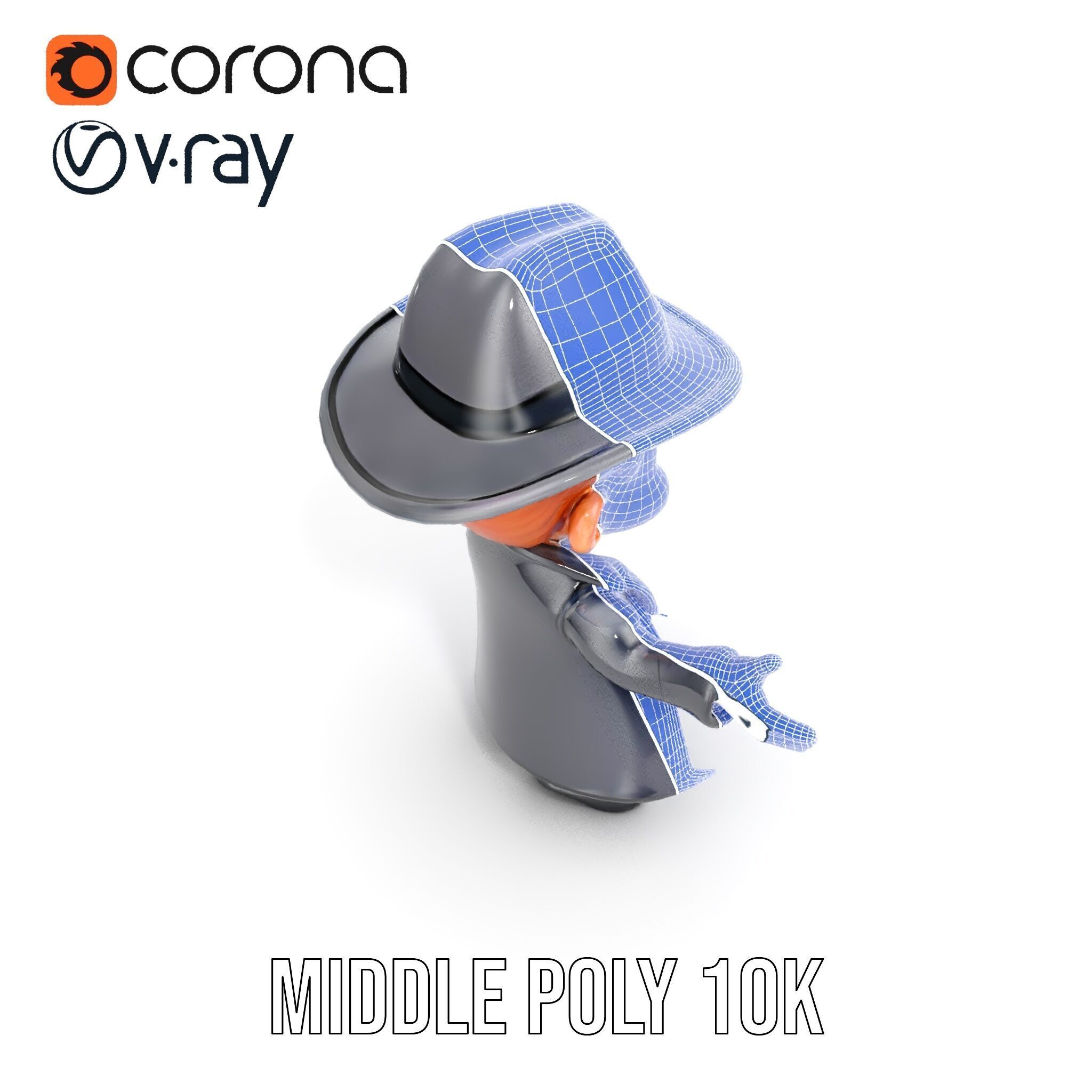 Detective Boy Character Model Rigged and Animated Low-poly 3D model_27