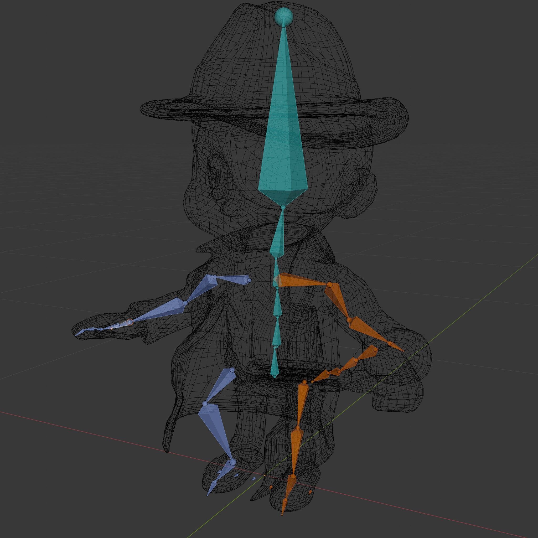 Detective Boy Character Model Rigged and Animated Low-poly 3D model_6