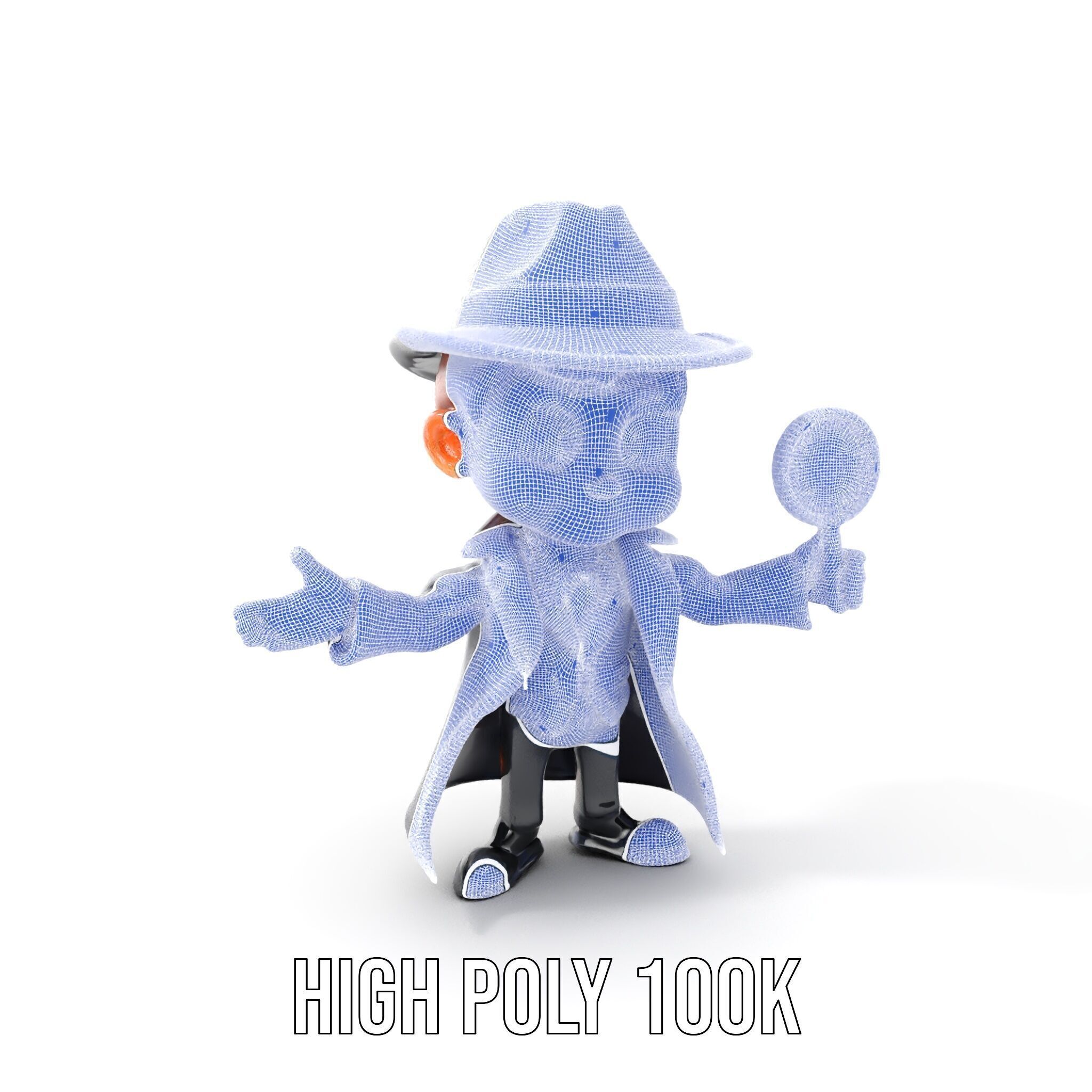 Detective Boy Character Model Rigged and Animated Low-poly 3D model_4