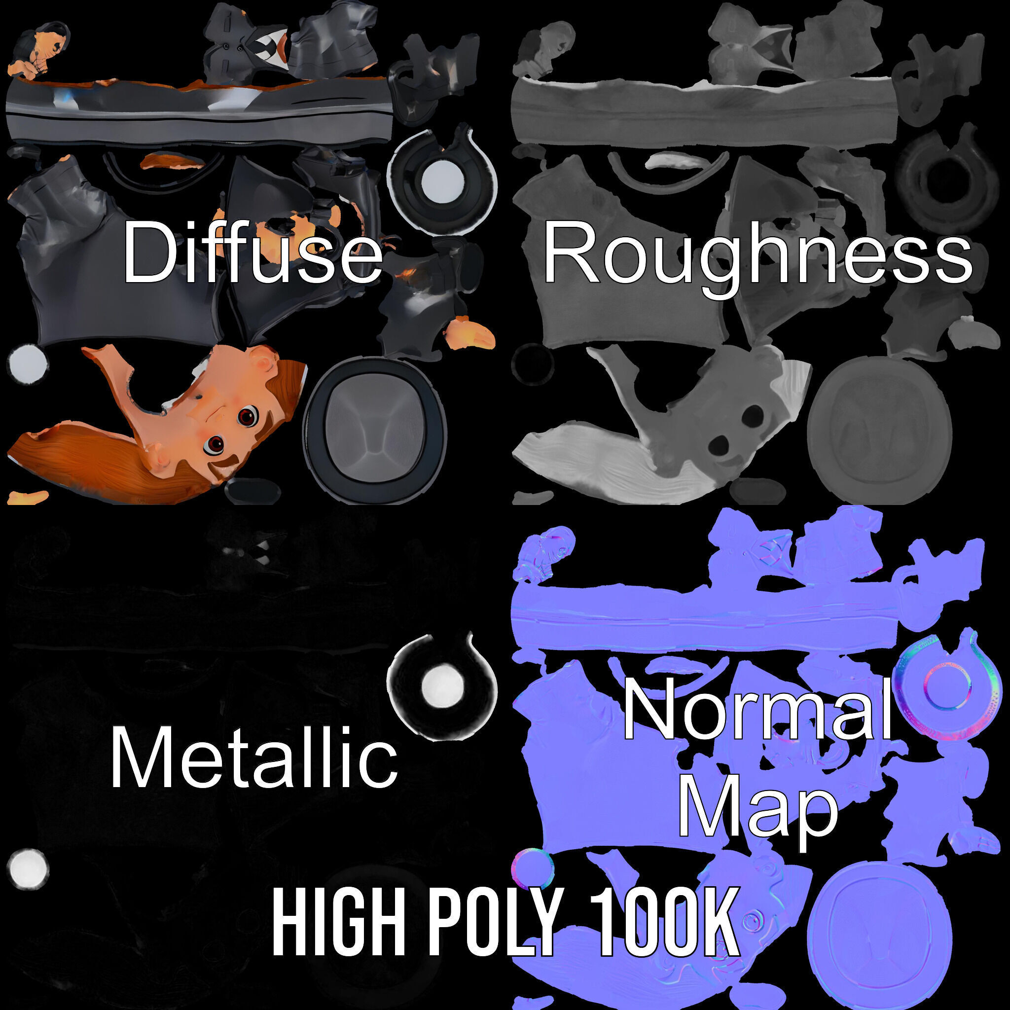 Detective Boy Character Model Rigged and Animated Low-poly 3D model_3