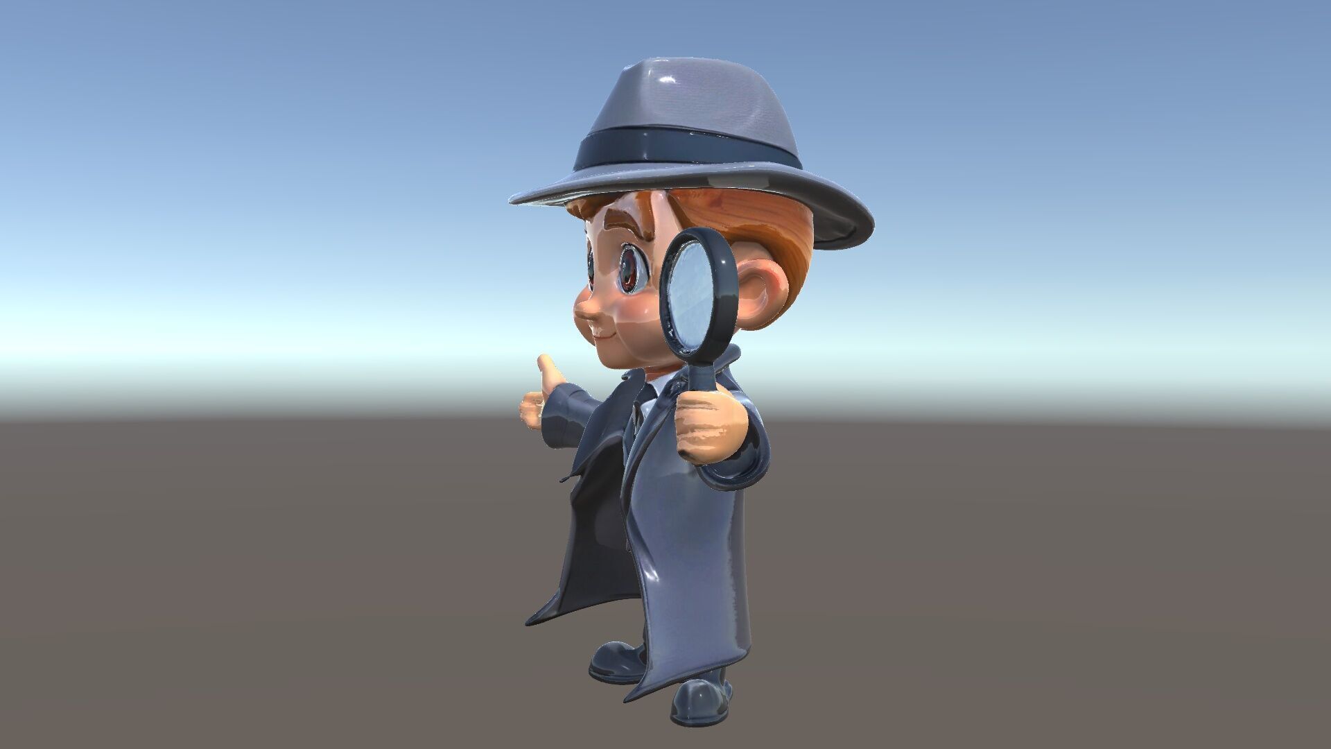 Detective Boy Character Model Rigged and Animated Low-poly 3D model_5