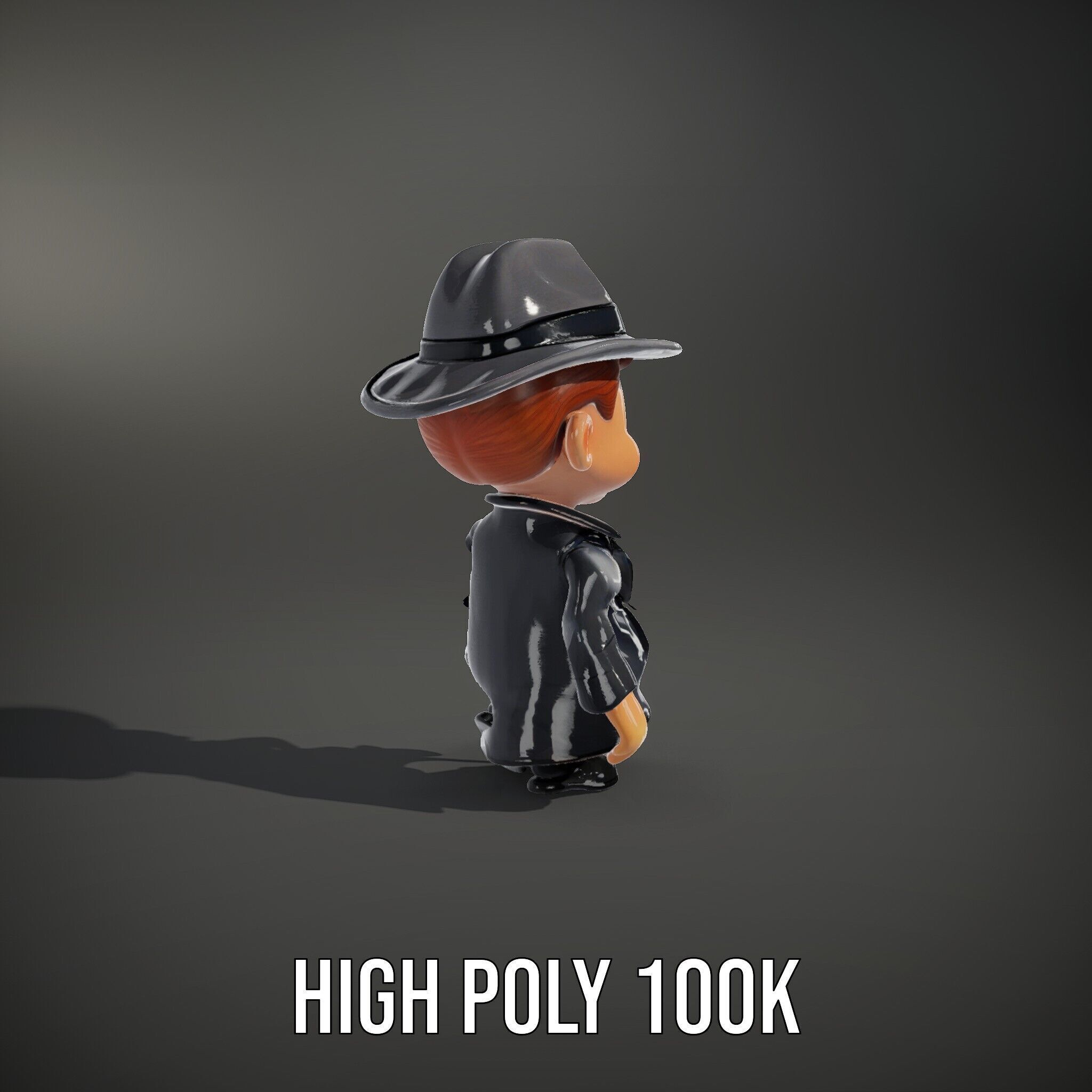 Detective Boy Character Model Rigged and Animated Low-poly 3D model_8