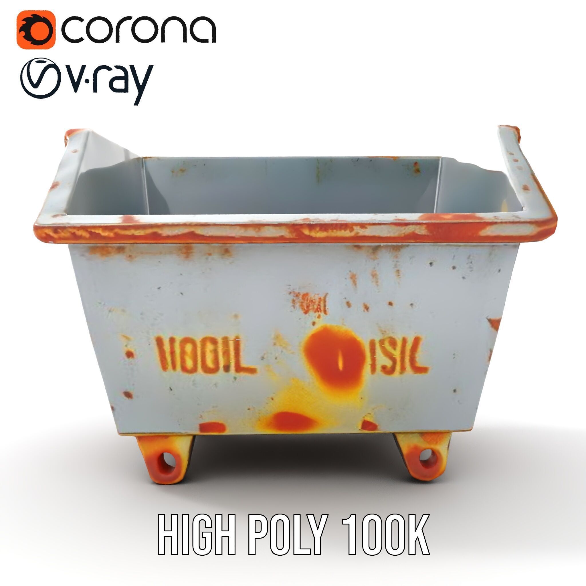 Industrial Container Model Pack with Rusty Texture Low-poly 3D model_24