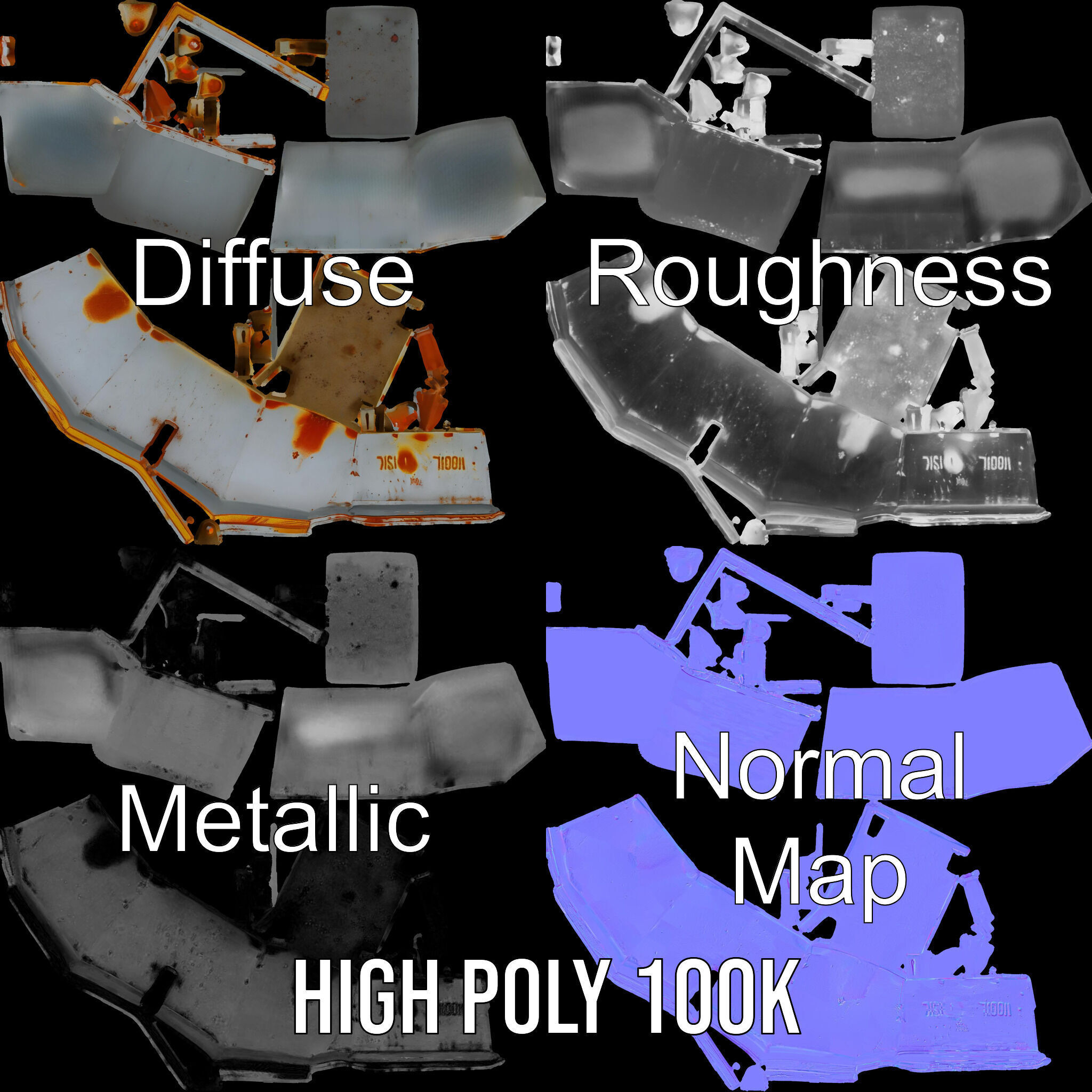 Industrial Container Model Pack with Rusty Texture Low-poly 3D model_3