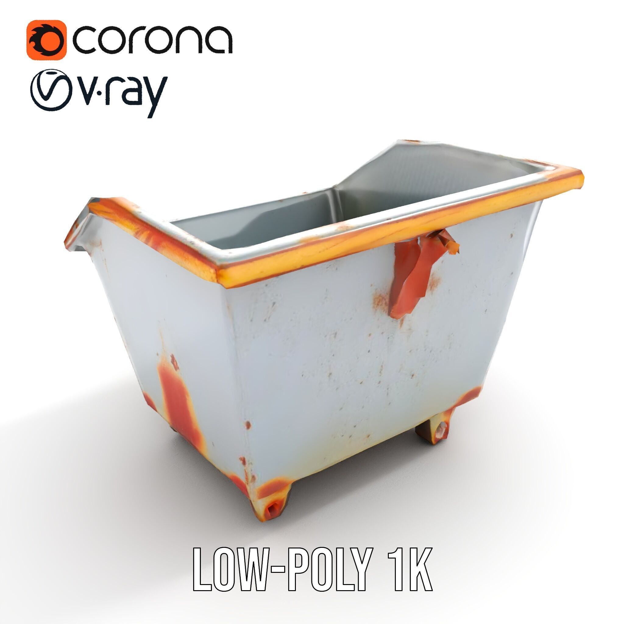 Industrial Container Model Pack with Rusty Texture Low-poly 3D model_23