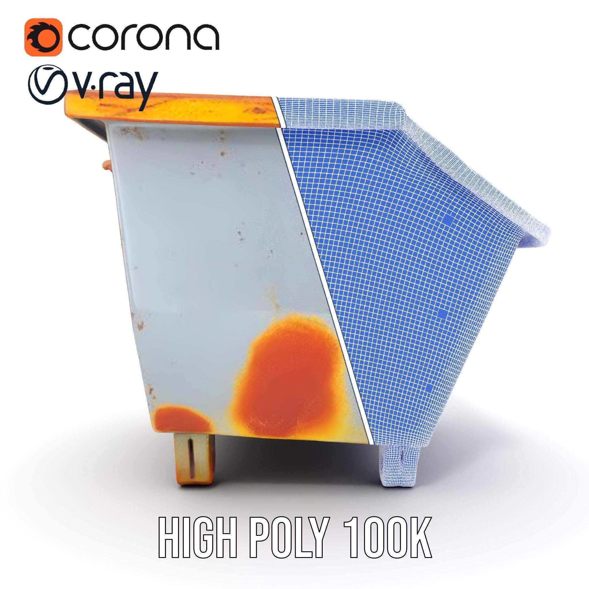 Industrial Container Model Pack with Rusty Texture Low-poly 3D model_37