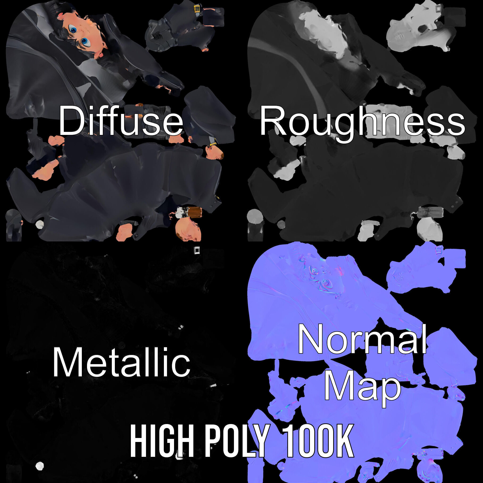 Young Wizard Character Model Rigged and Animated Low-poly 3D model_4