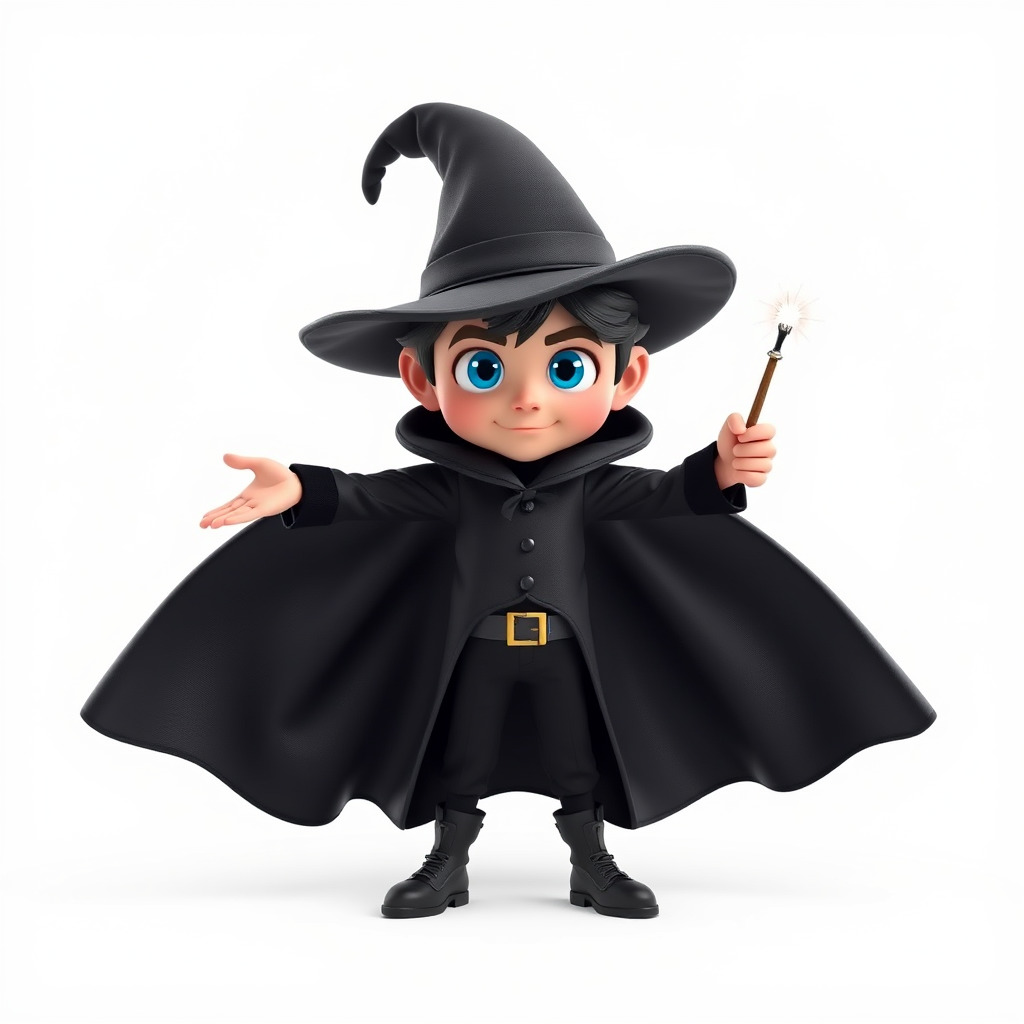 Young Wizard Character Model Rigged and Animated Low-poly 3D model_3