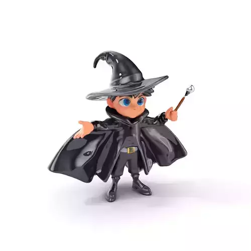 Young Wizard Character Model Rigged and Animated Low-poly 3D model
