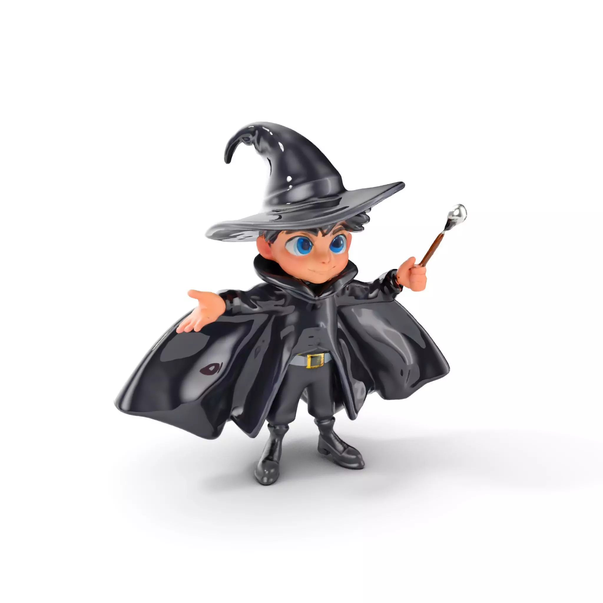 Young Wizard Character Model Rigged and Animated Low-poly 3D model_0