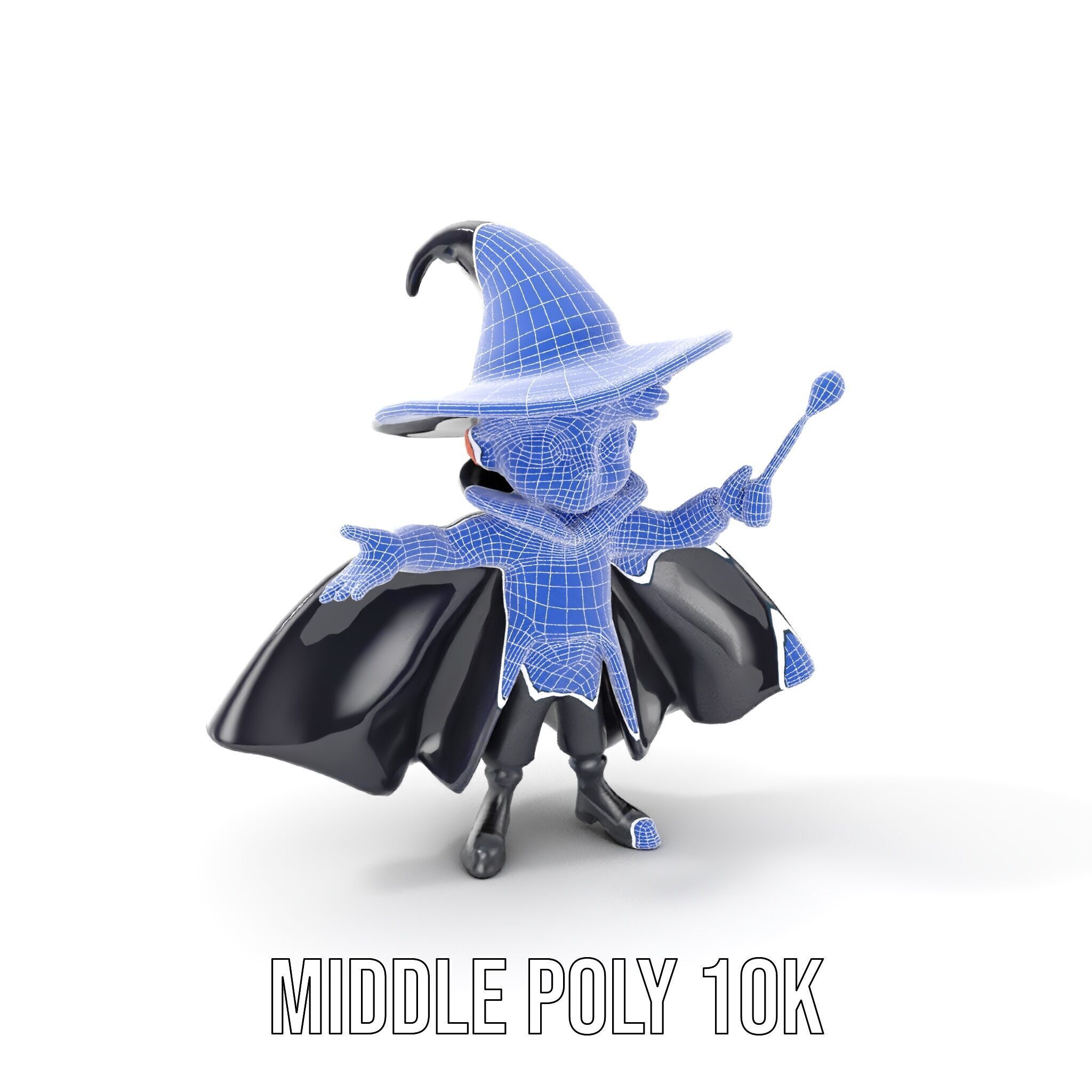 Young Wizard Character Model Rigged and Animated Low-poly 3D model_26