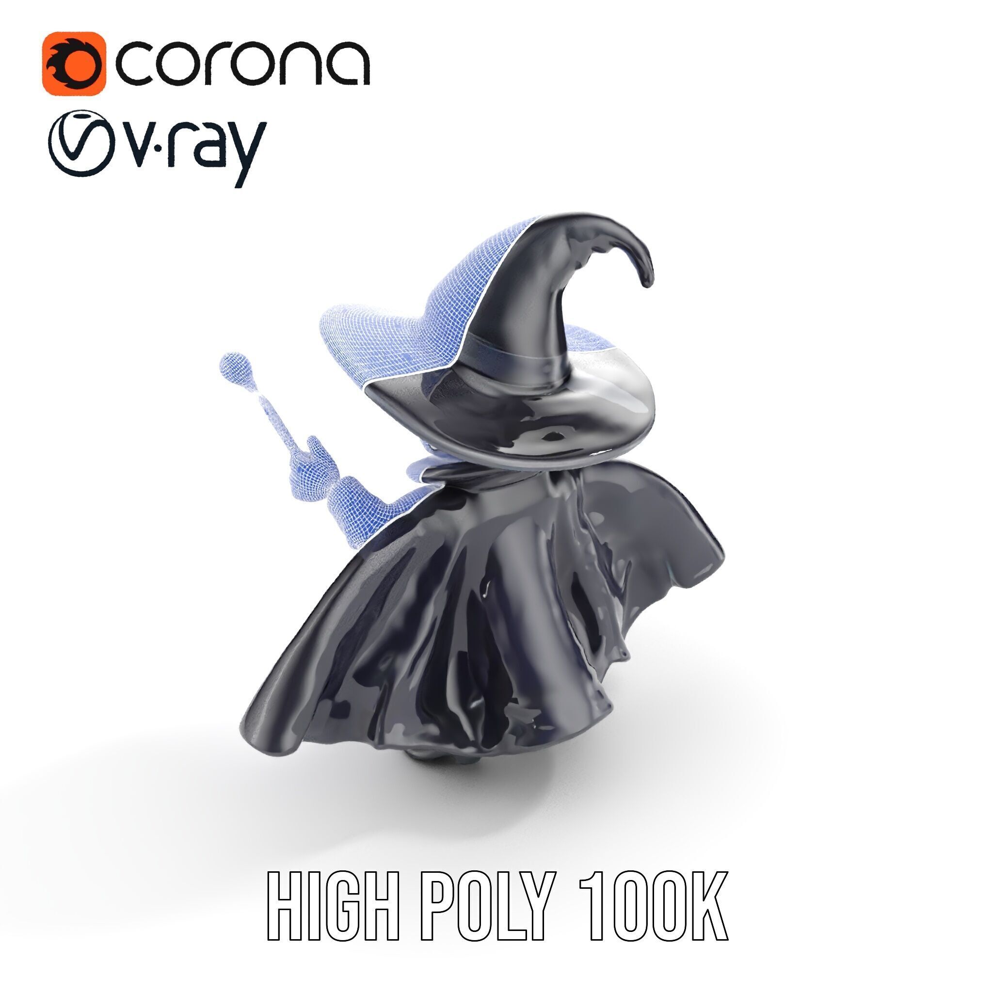 Young Wizard Character Model Rigged and Animated Low-poly 3D model_37