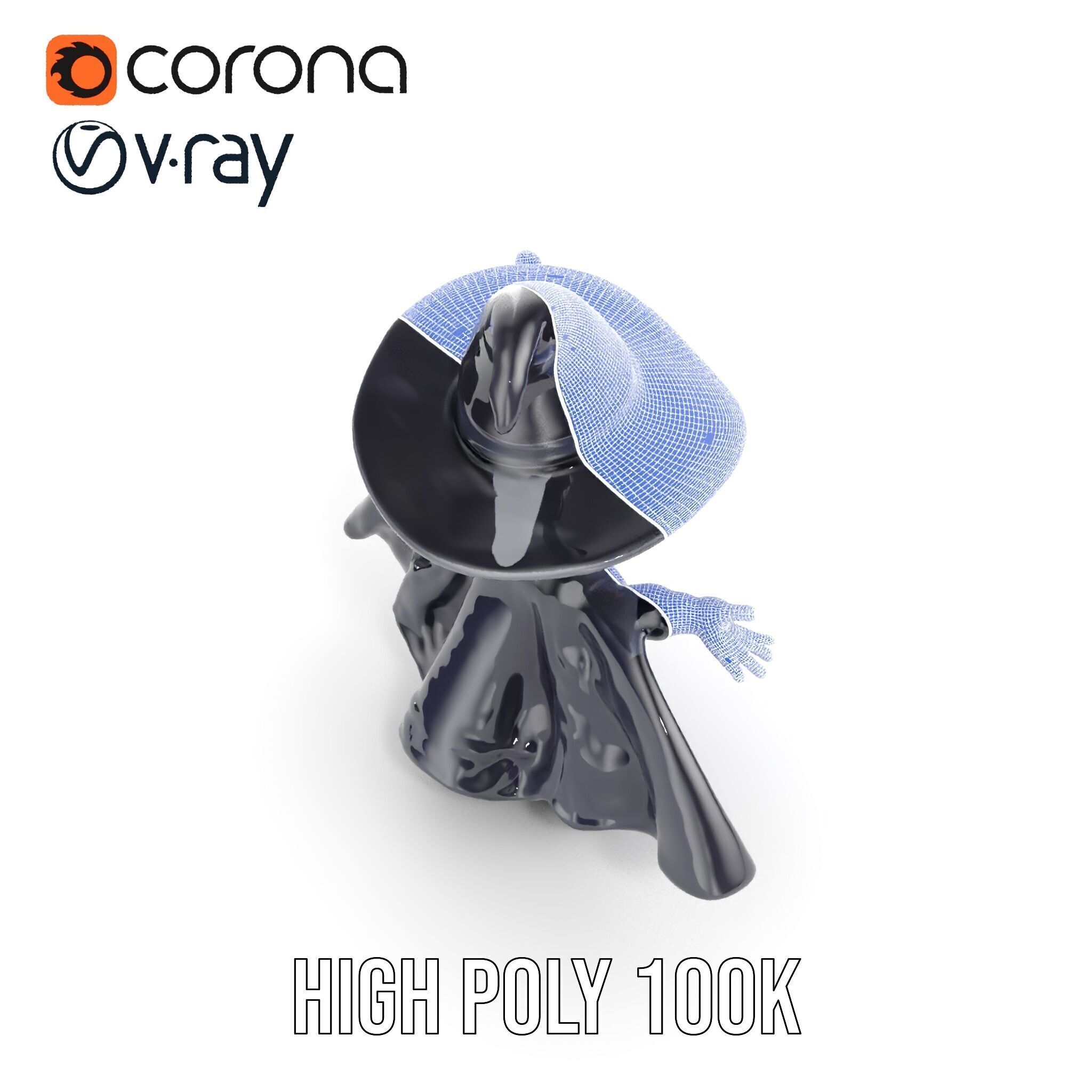 Young Wizard Character Model Rigged and Animated Low-poly 3D model_31