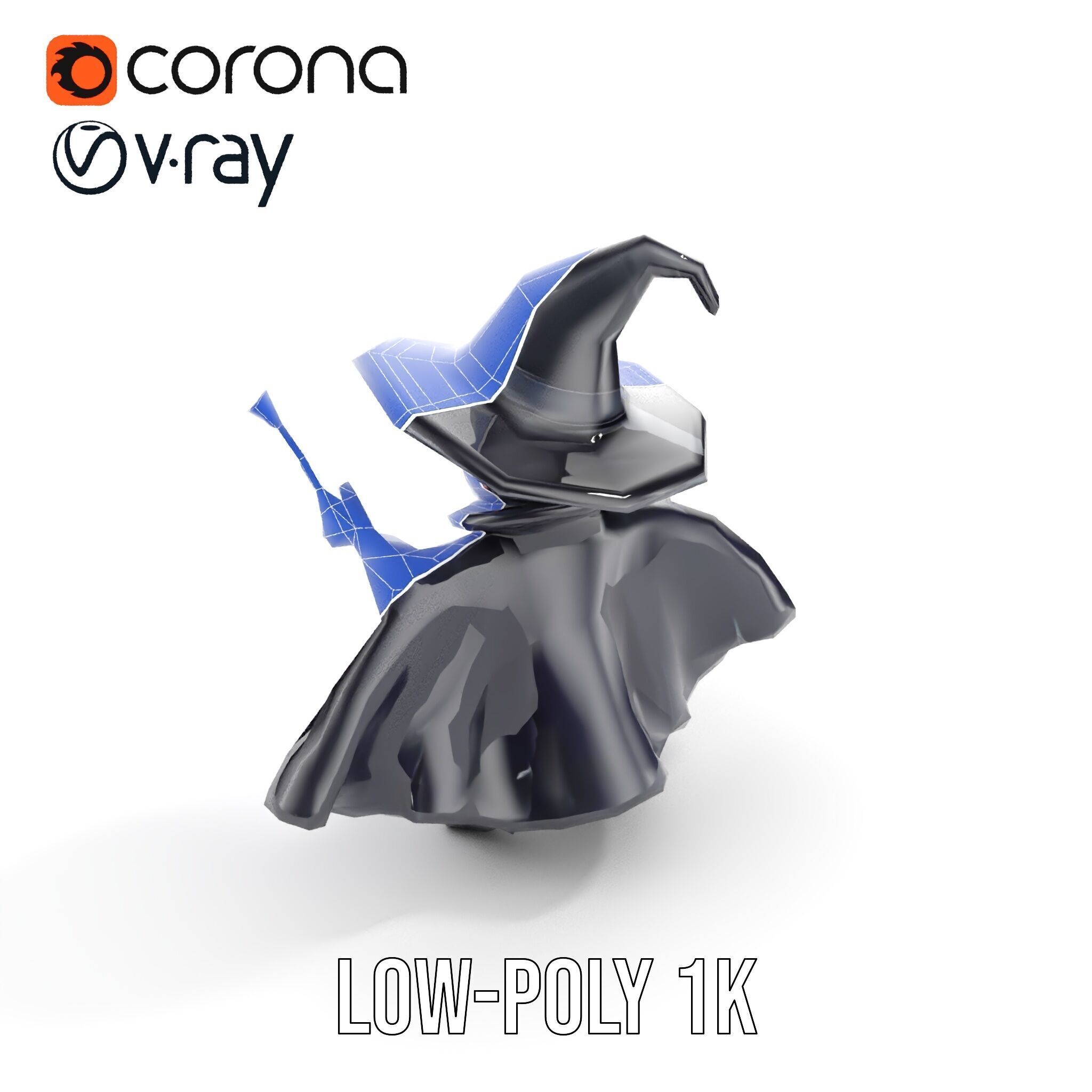 Young Wizard Character Model Rigged and Animated Low-poly 3D model_27