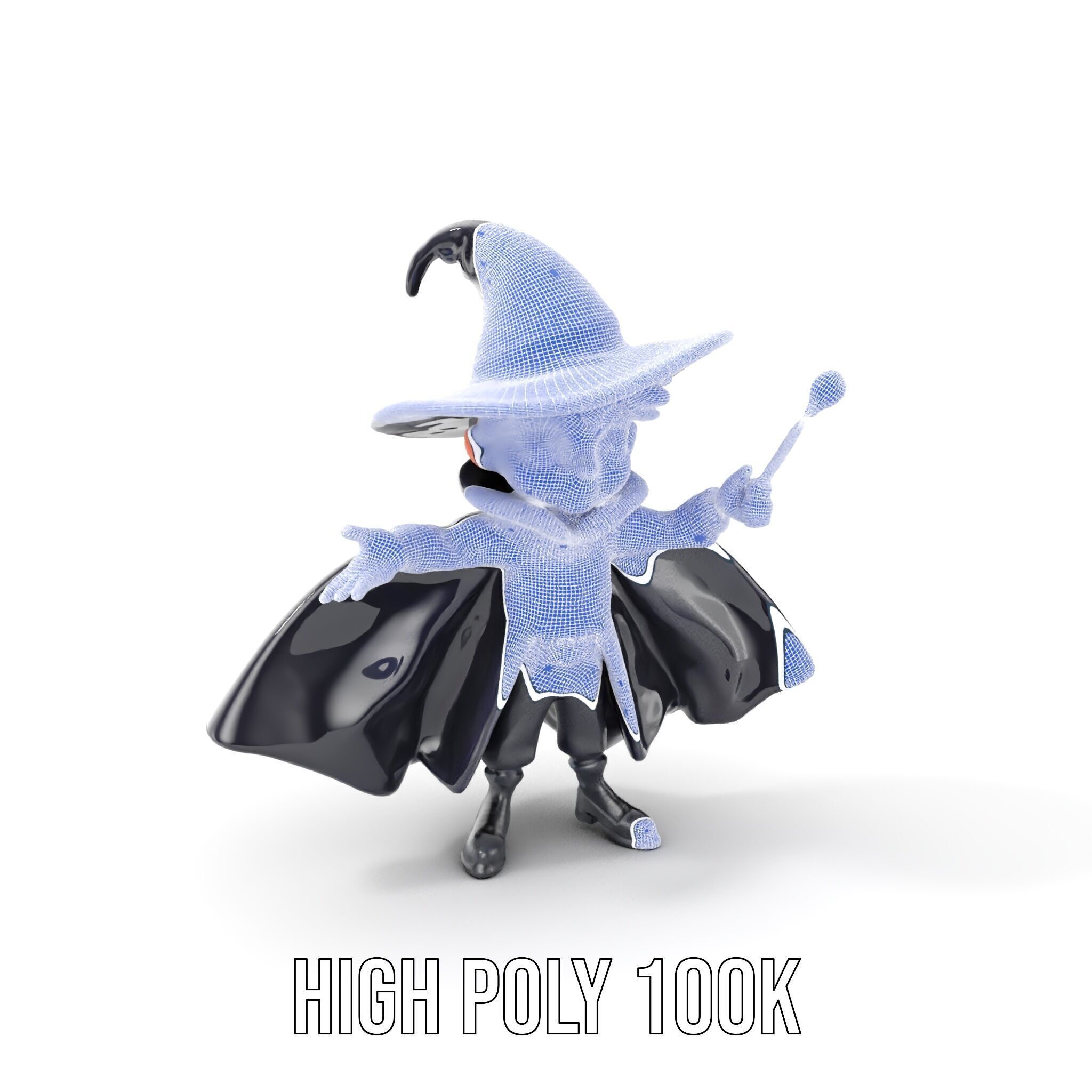 Young Wizard Character Model Rigged and Animated Low-poly 3D model_5