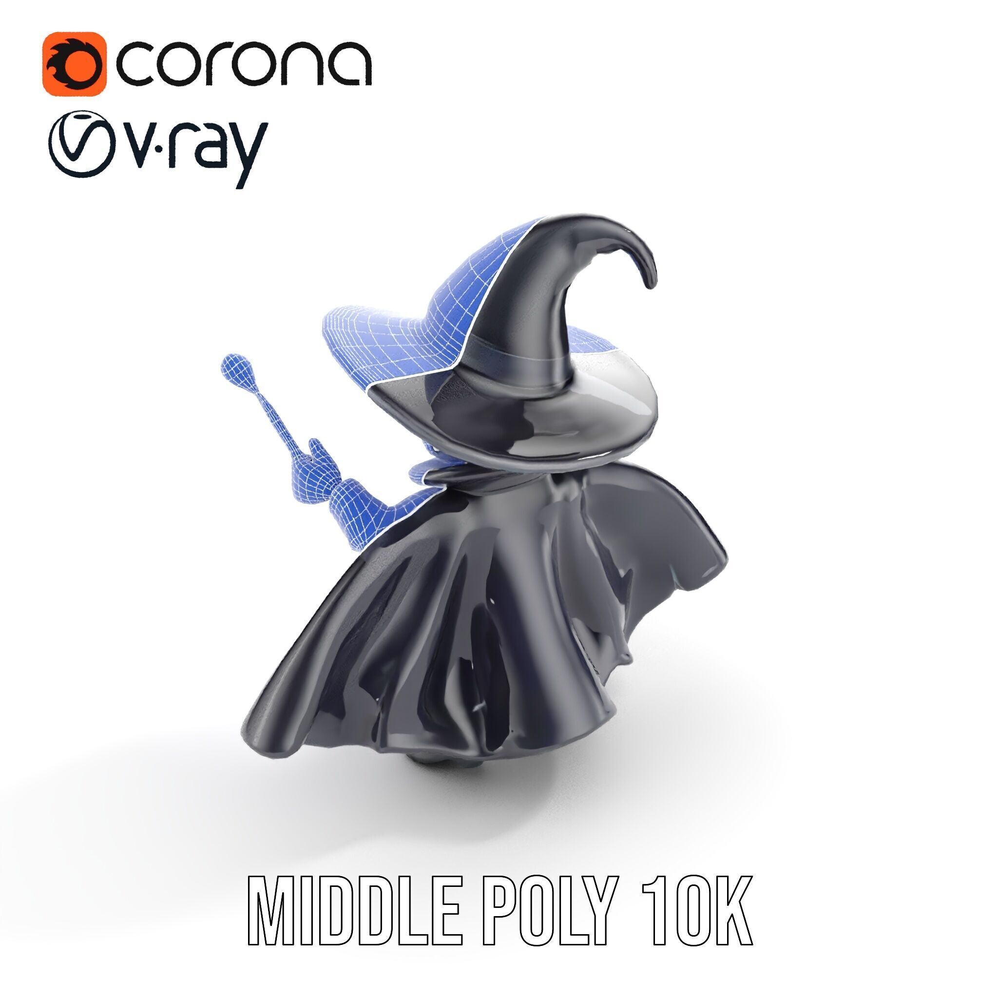 Young Wizard Character Model Rigged and Animated Low-poly 3D model_32