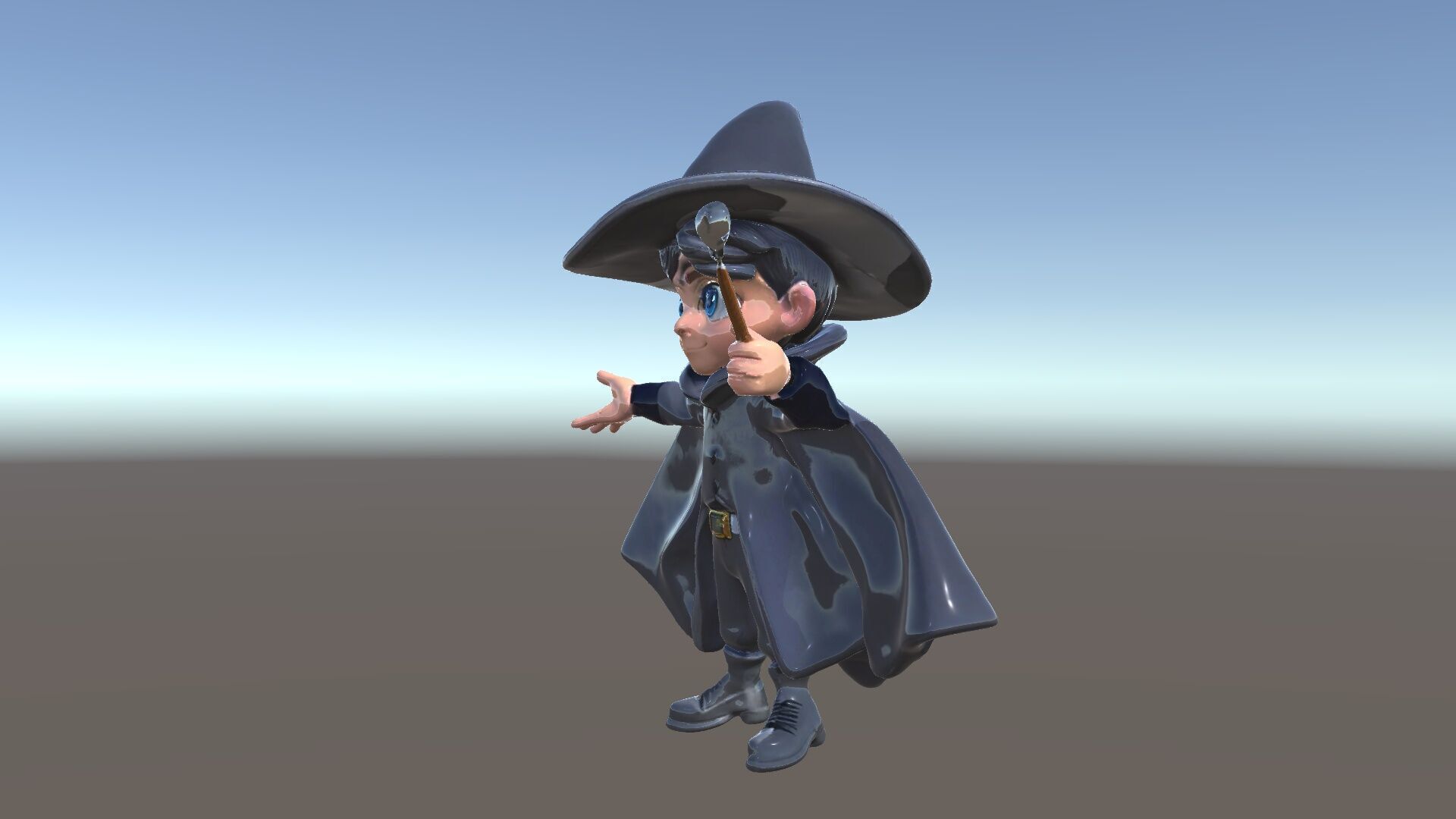 Young Wizard Character Model Rigged and Animated Low-poly 3D model_6