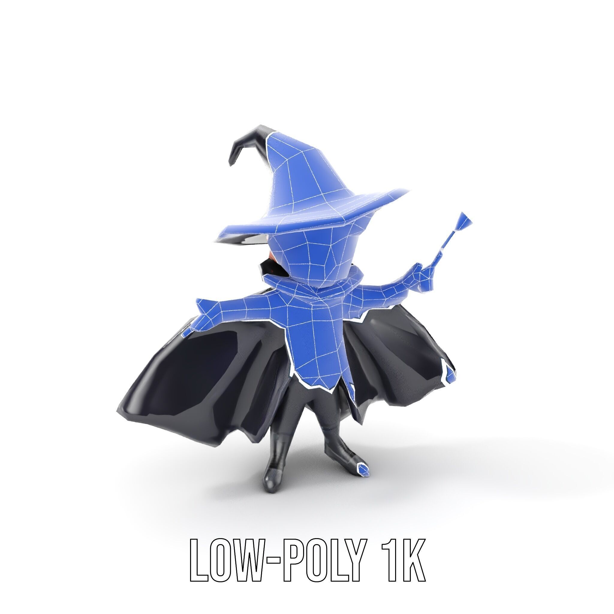 Young Wizard Character Model Rigged and Animated Low-poly 3D model_19