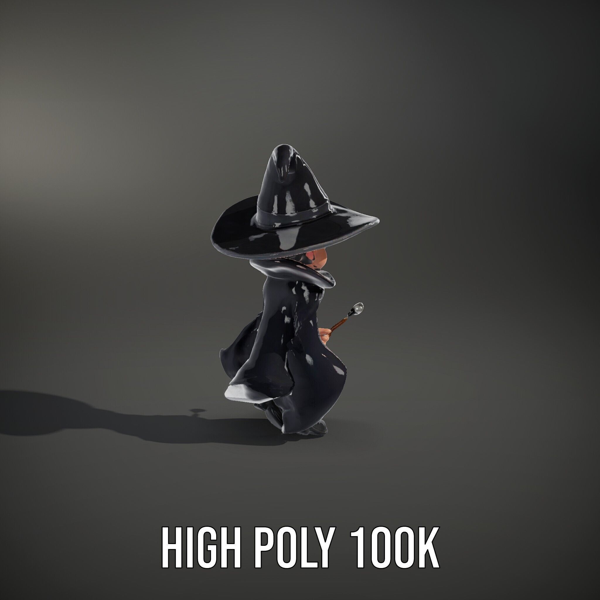 Young Wizard Character Model Rigged and Animated Low-poly 3D model_15