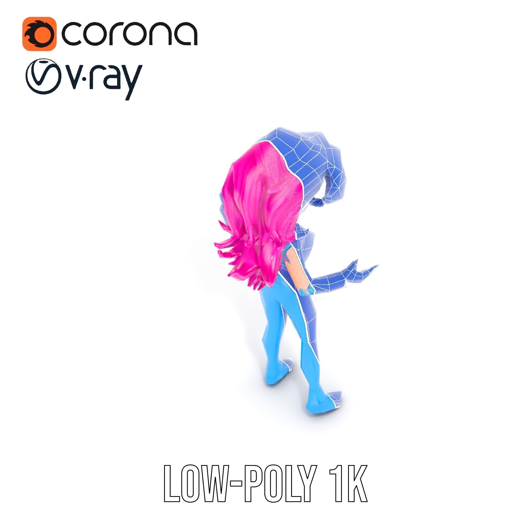 Animated Pop Star Character Model Rigged and Animated Low-poly 3D model_29