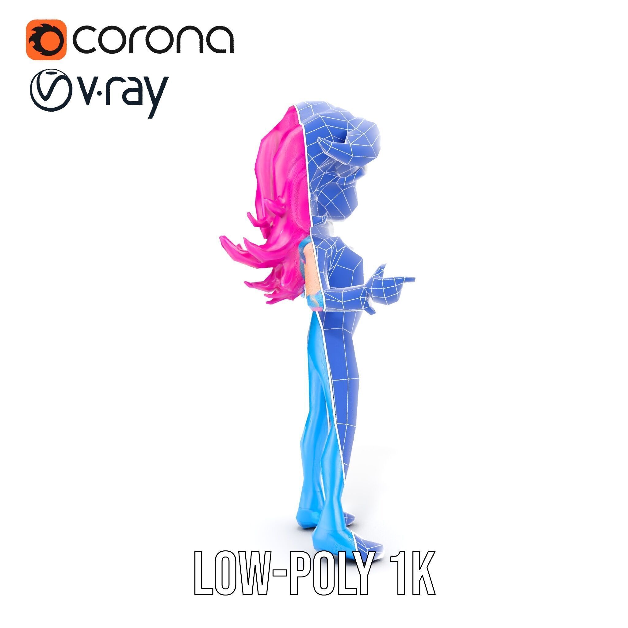 Animated Pop Star Character Model Rigged and Animated Low-poly 3D model_21