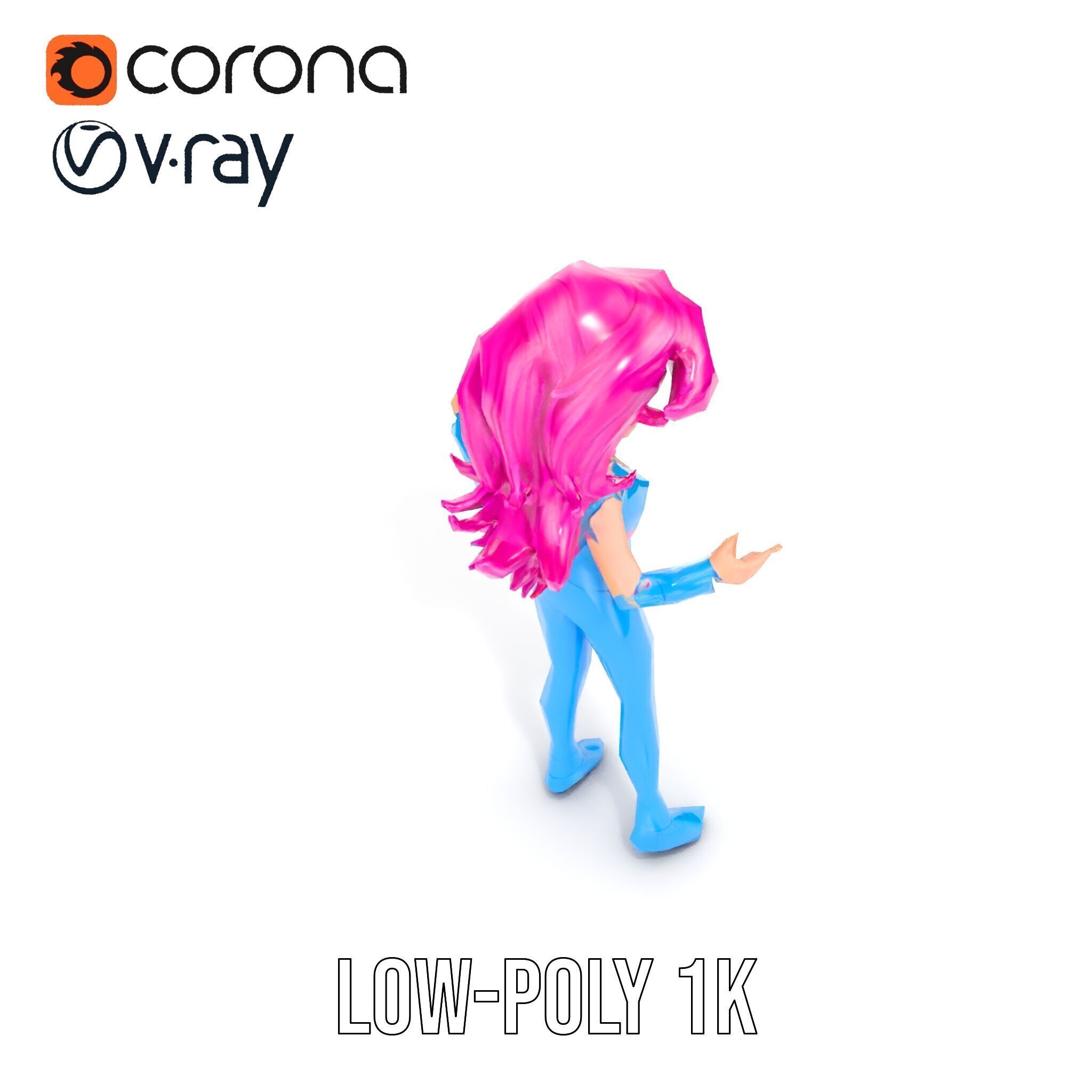 Animated Pop Star Character Model Rigged and Animated Low-poly 3D model_32