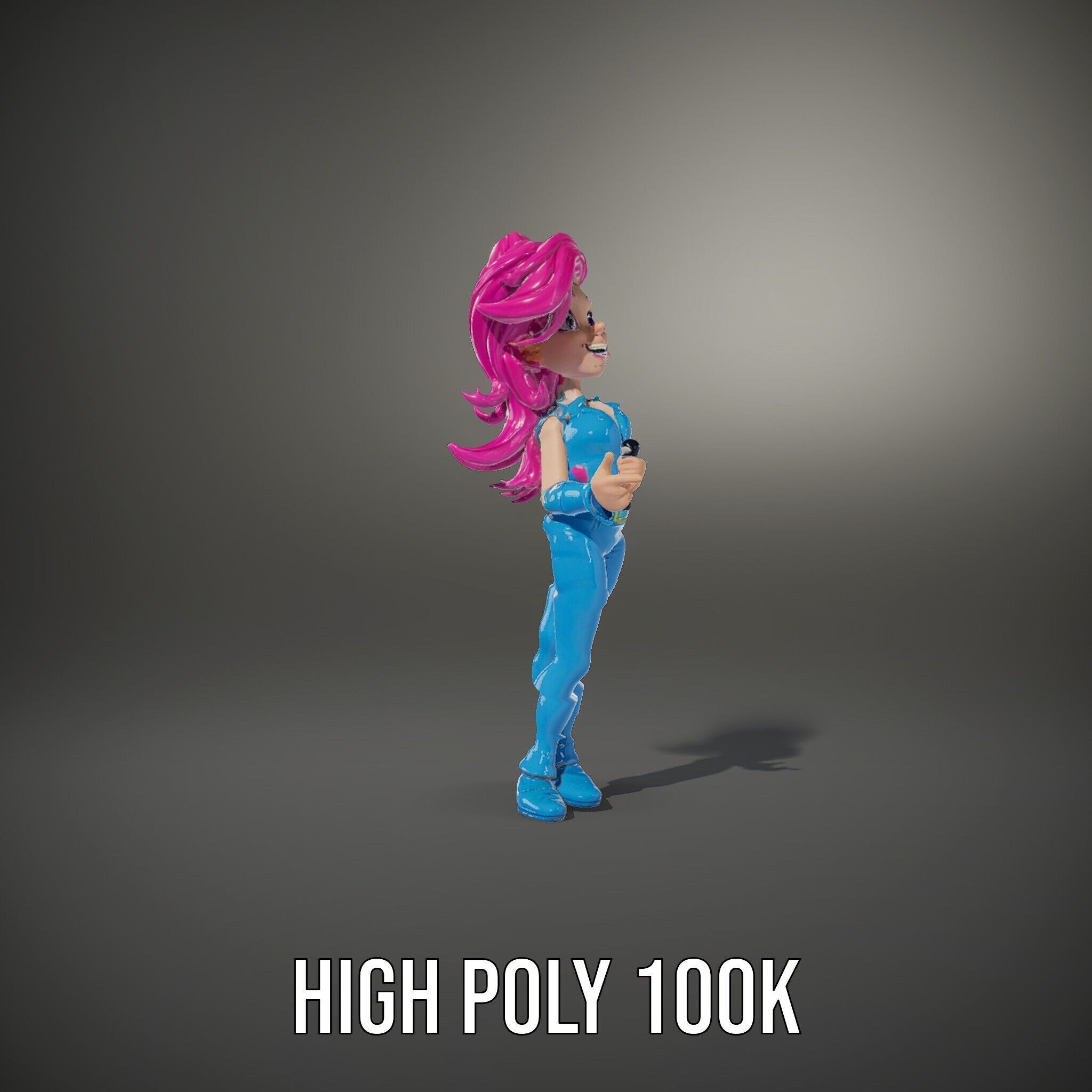 Animated Pop Star Character Model Rigged and Animated Low-poly 3D model_8