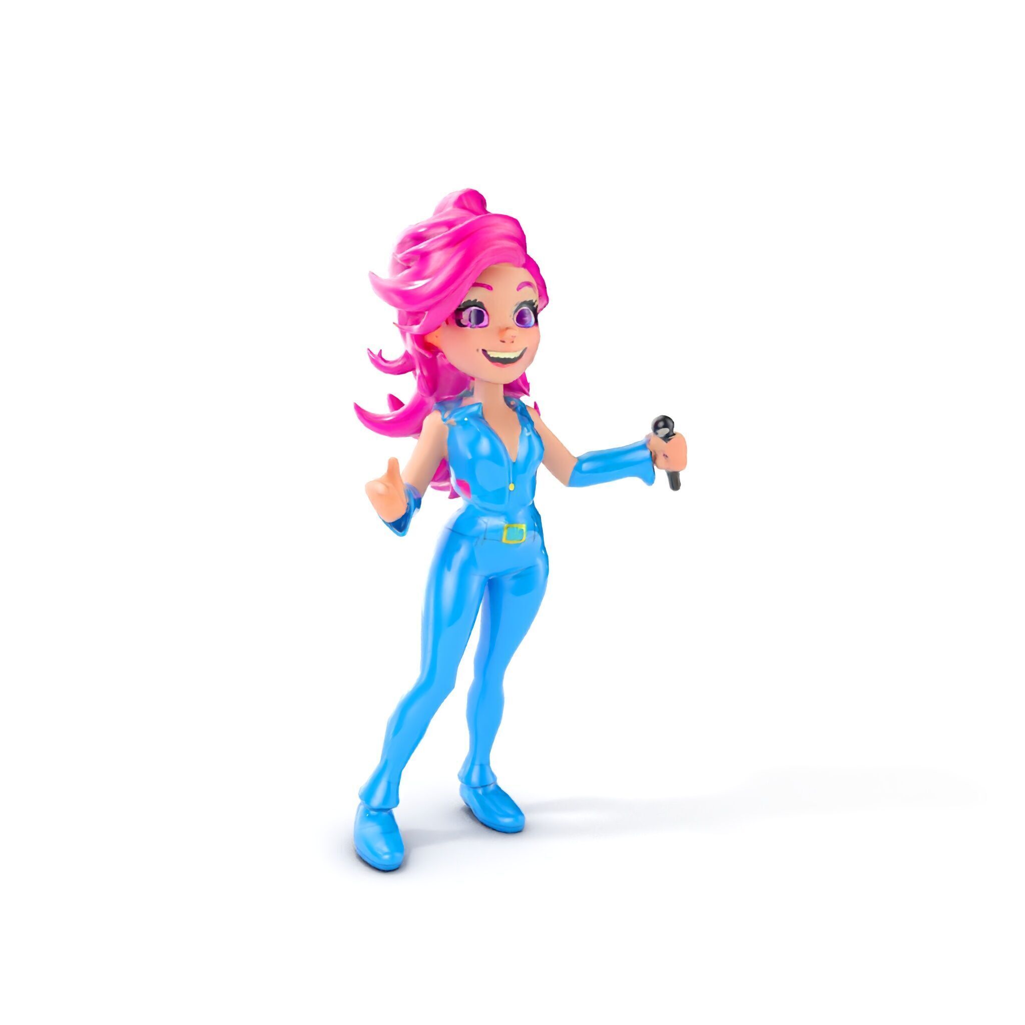 Animated Pop Star Character Model Rigged and Animated Low-poly 3D model_17