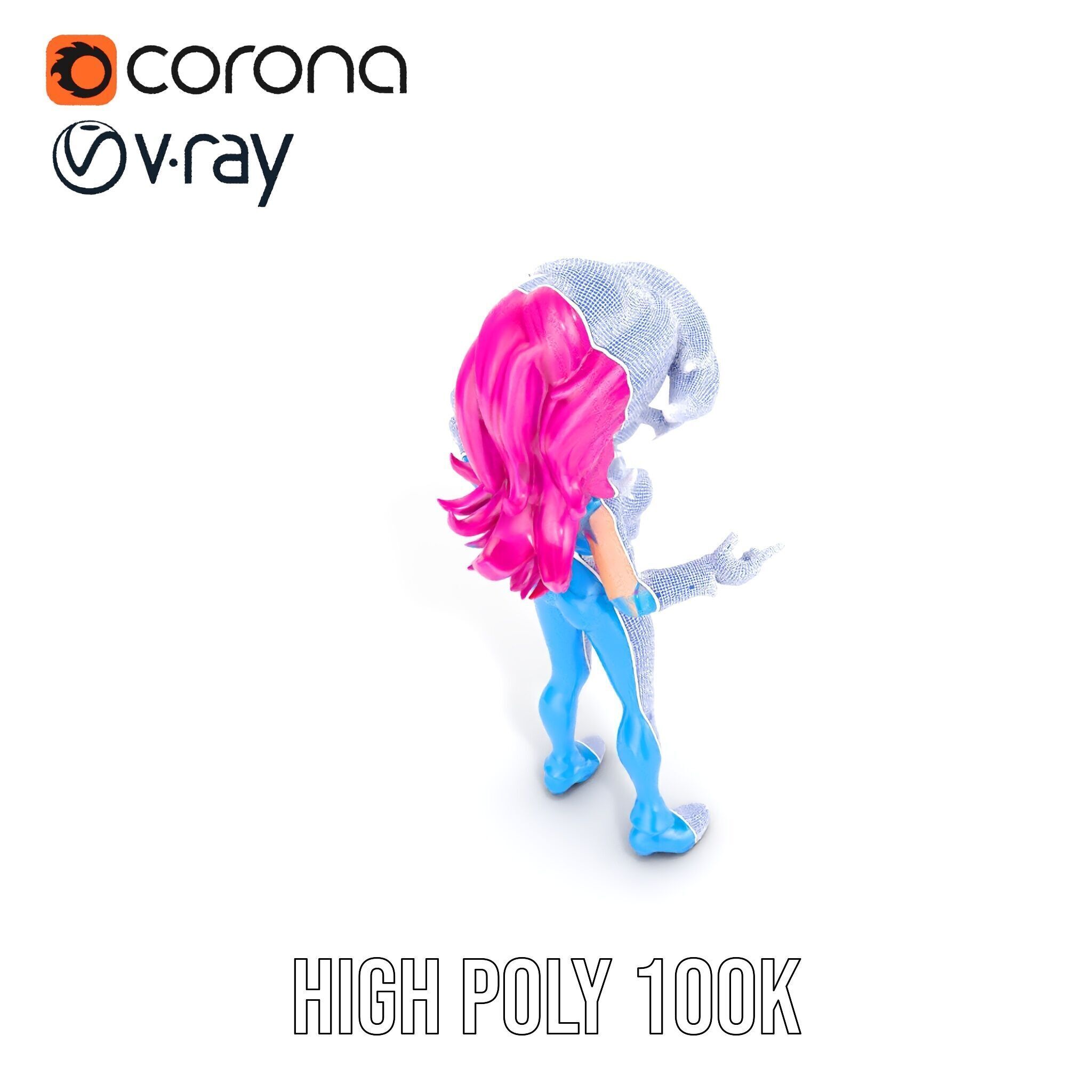 Animated Pop Star Character Model Rigged and Animated Low-poly 3D model_40