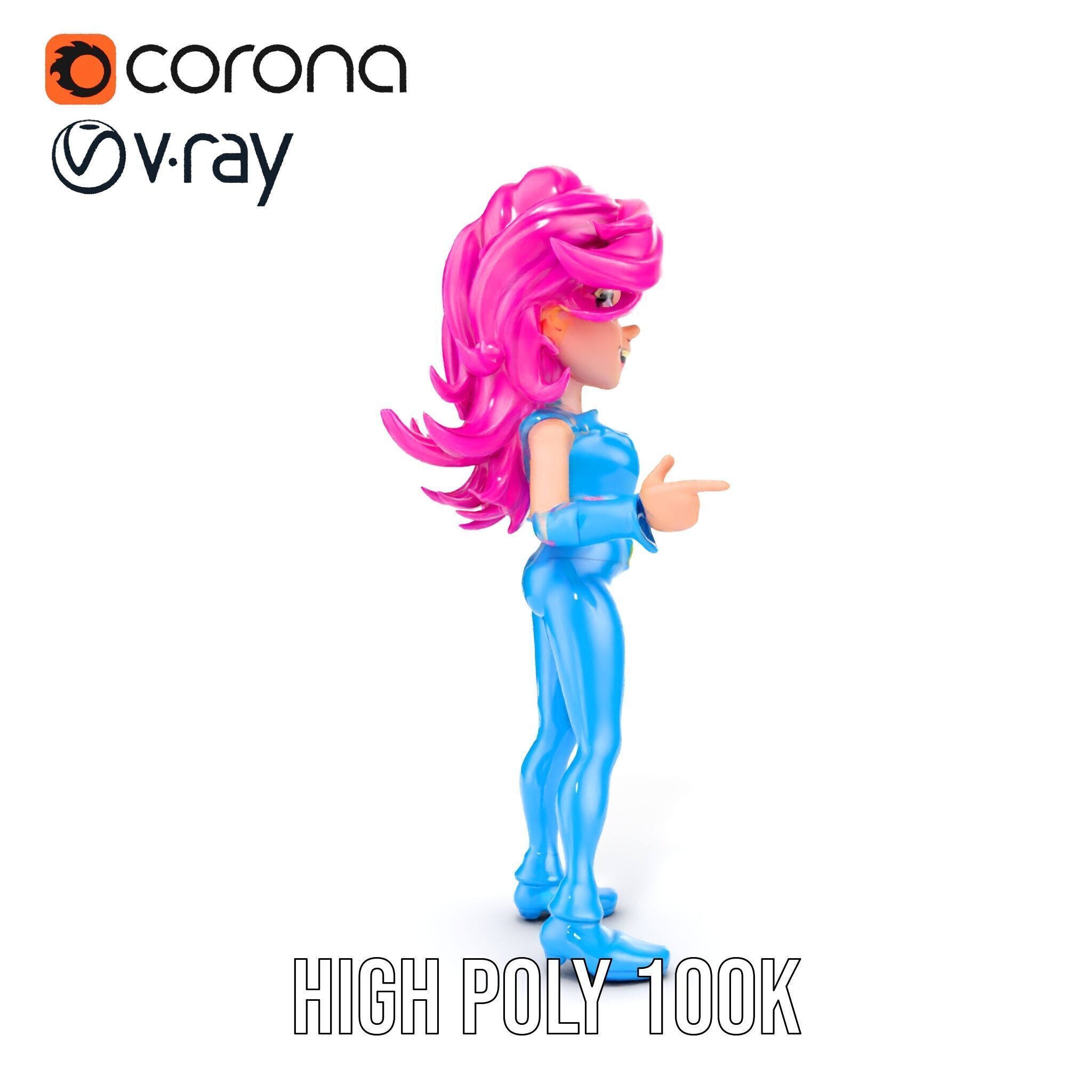 Animated Pop Star Character Model Rigged and Animated Low-poly 3D model_27