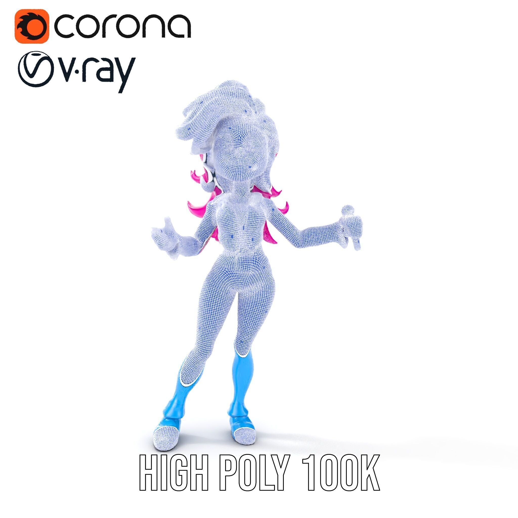 Animated Pop Star Character Model Rigged and Animated Low-poly 3D model_39
