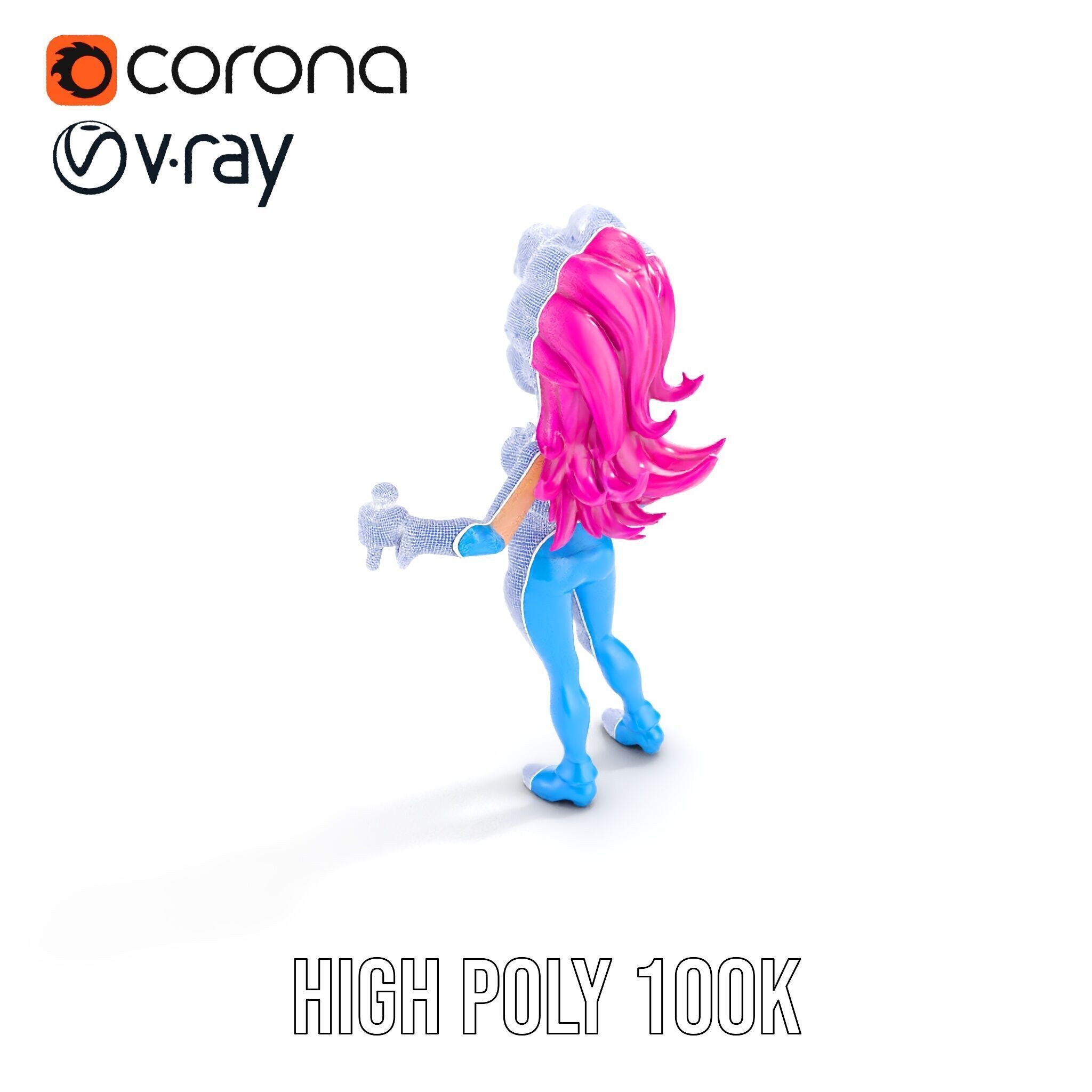 Animated Pop Star Character Model Rigged and Animated Low-poly 3D model_37