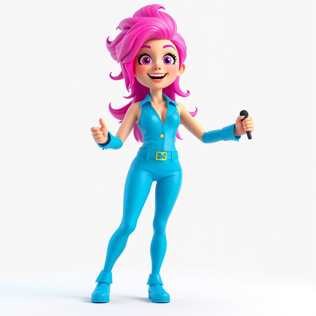 Animated Pop Star Character Model Rigged and Animated Low-poly 3D model_2