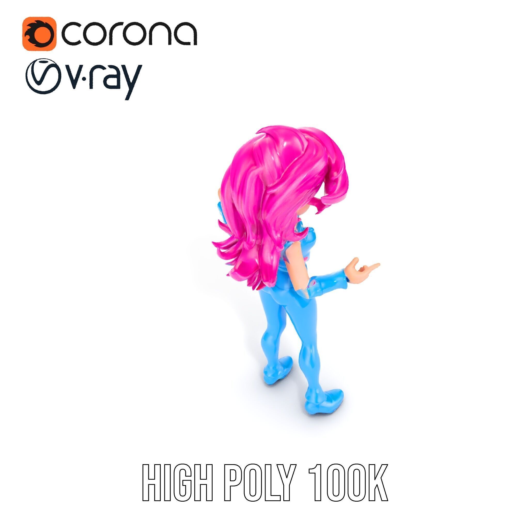 Animated Pop Star Character Model Rigged and Animated Low-poly 3D model_30